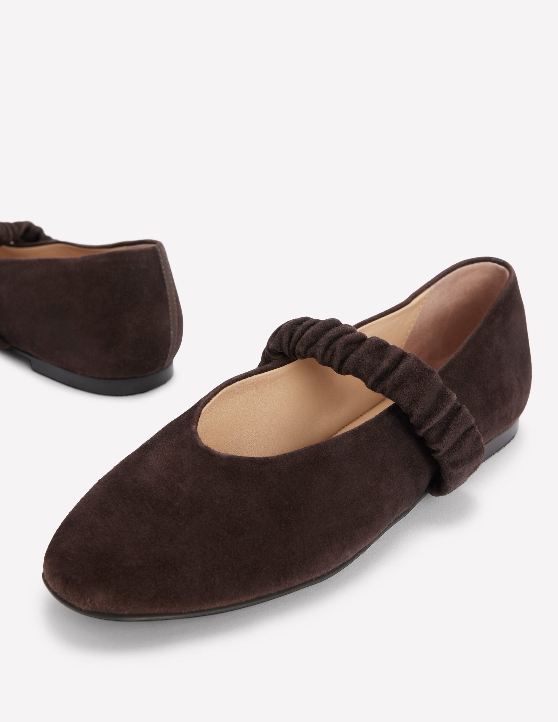 Camilla Ruched Ballet Flats-Bitter Chocolate-4