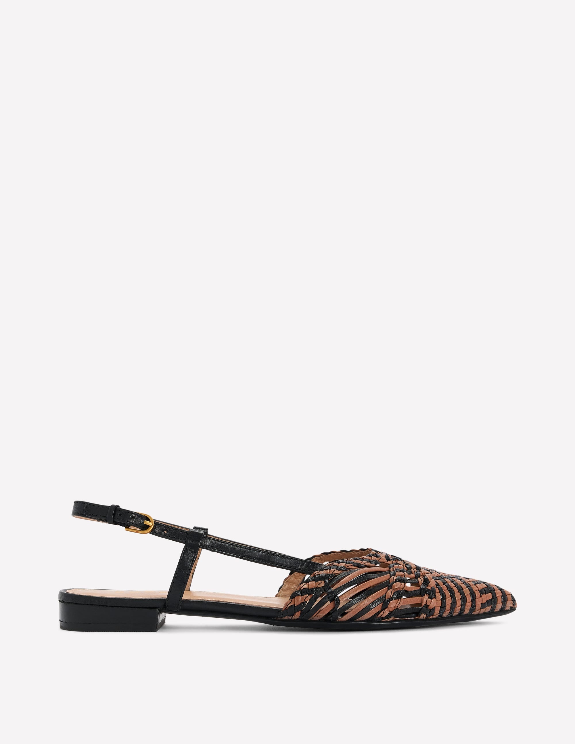 Woven Detail Pointed Flats-Black/ Neutral - Image 2