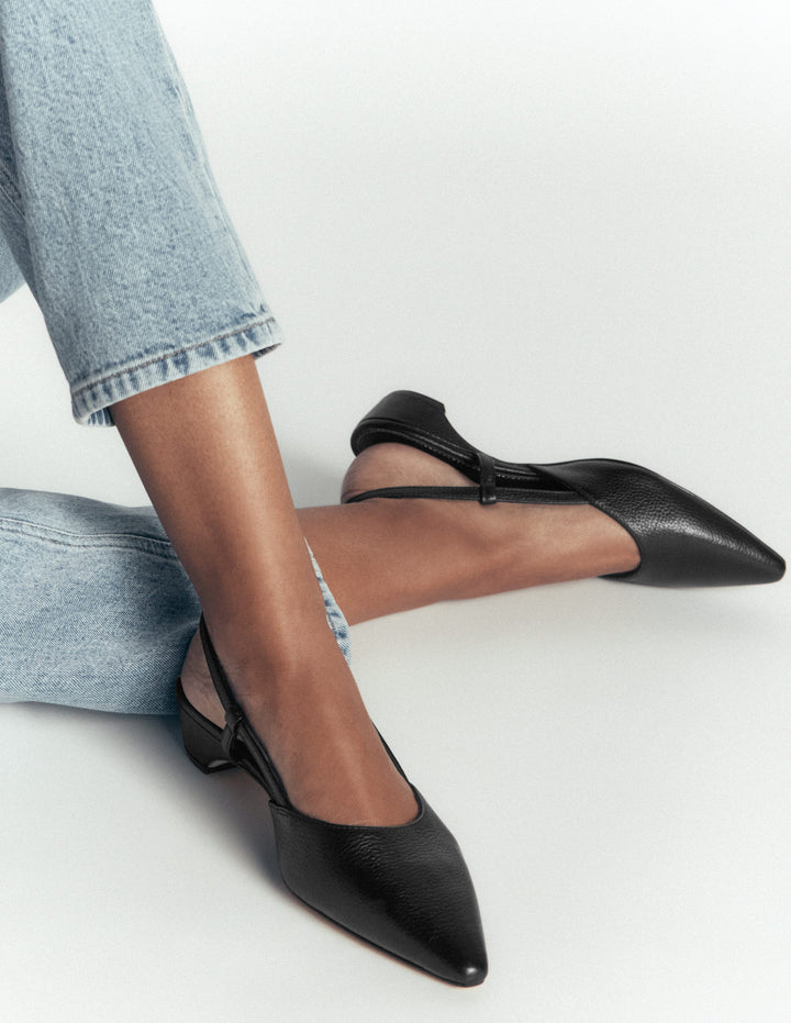 Mini Block Sling Backs-Black