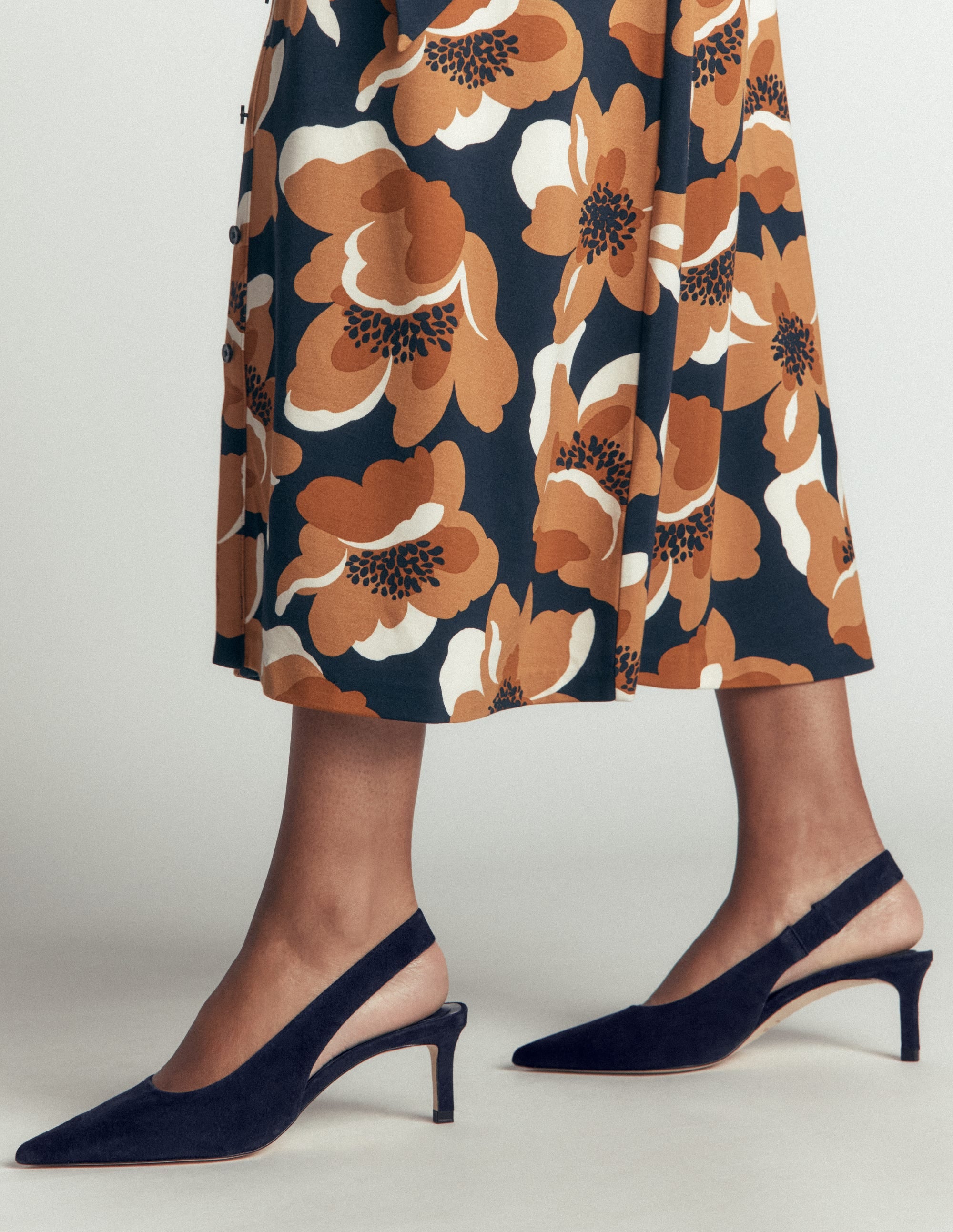 Hope Slingback Kitten Heels-Dark Navy - Image 1