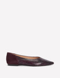 Nigella Pointed Toe Flats-Oxblood Snake Print