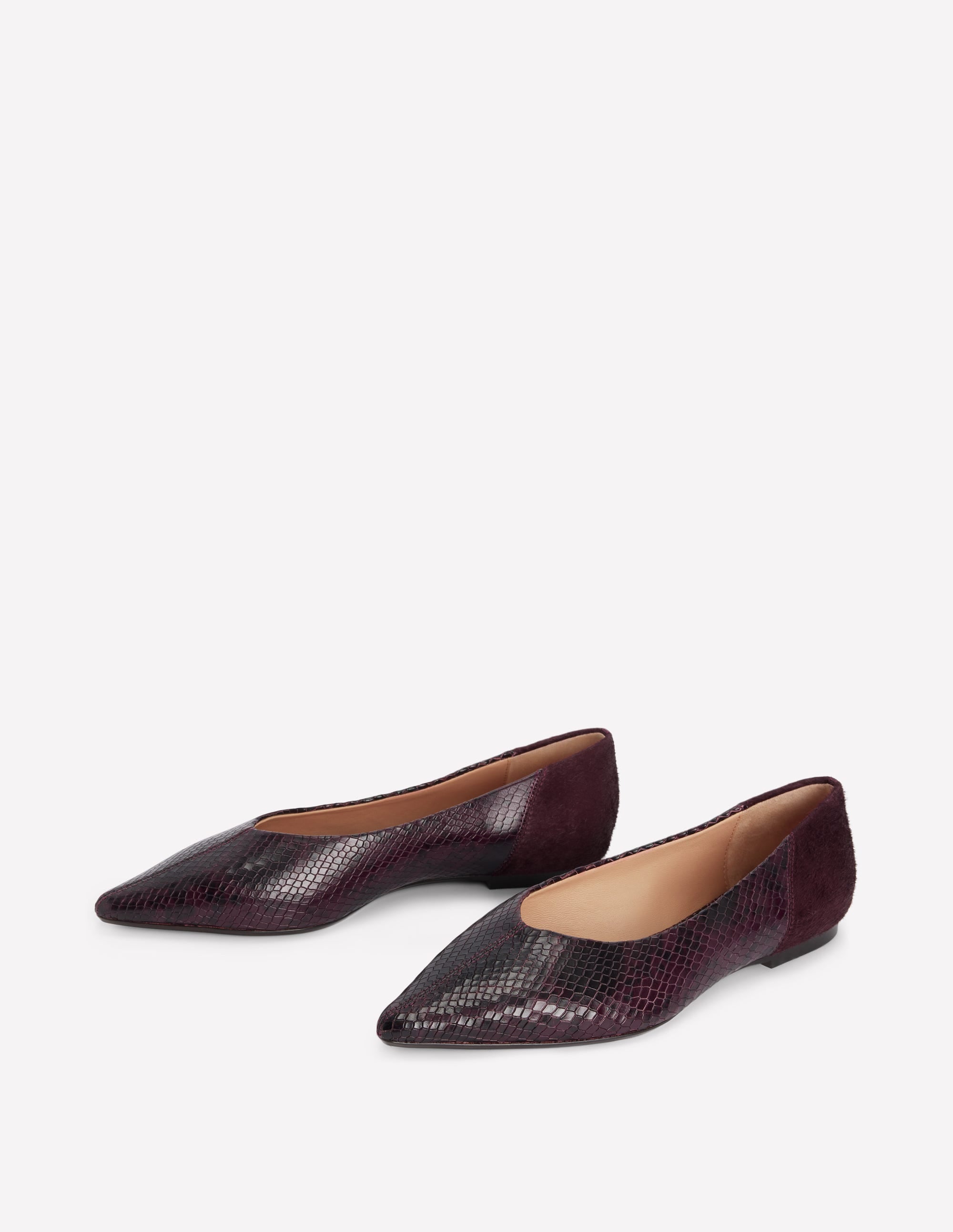 Nigella Pointed Toe Flats-Oxblood Snake Print - Image 3