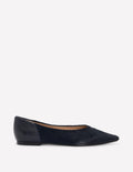 Nigella Pointed Toe Flats-Navy