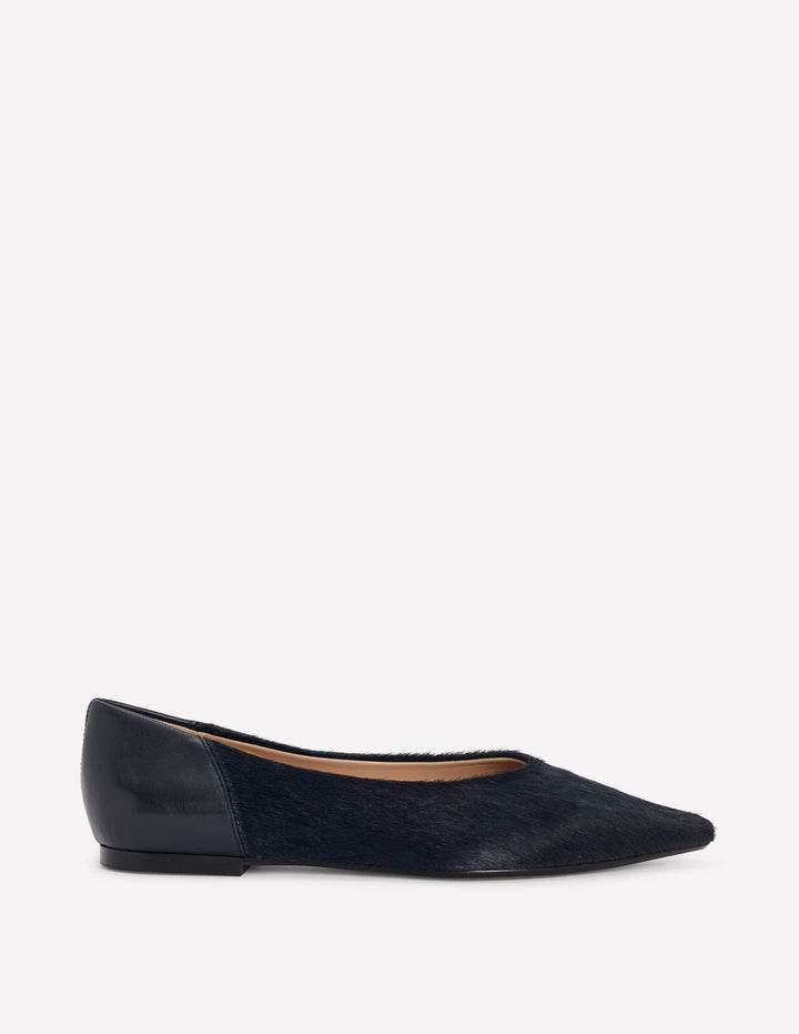 Nigella Pointed Toe Flats-Navy
