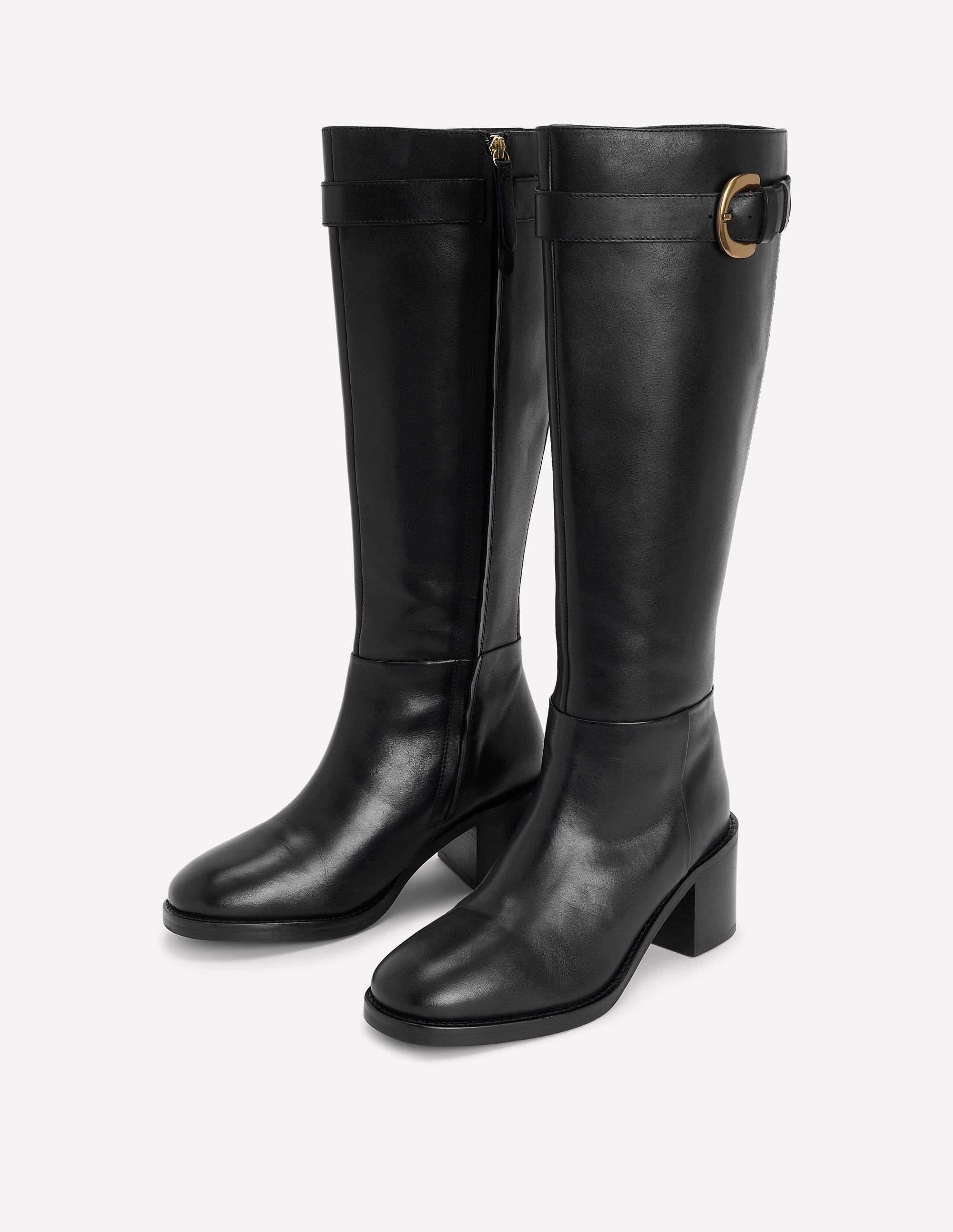 Buckle Detail Knee Boot-Black - Image 3