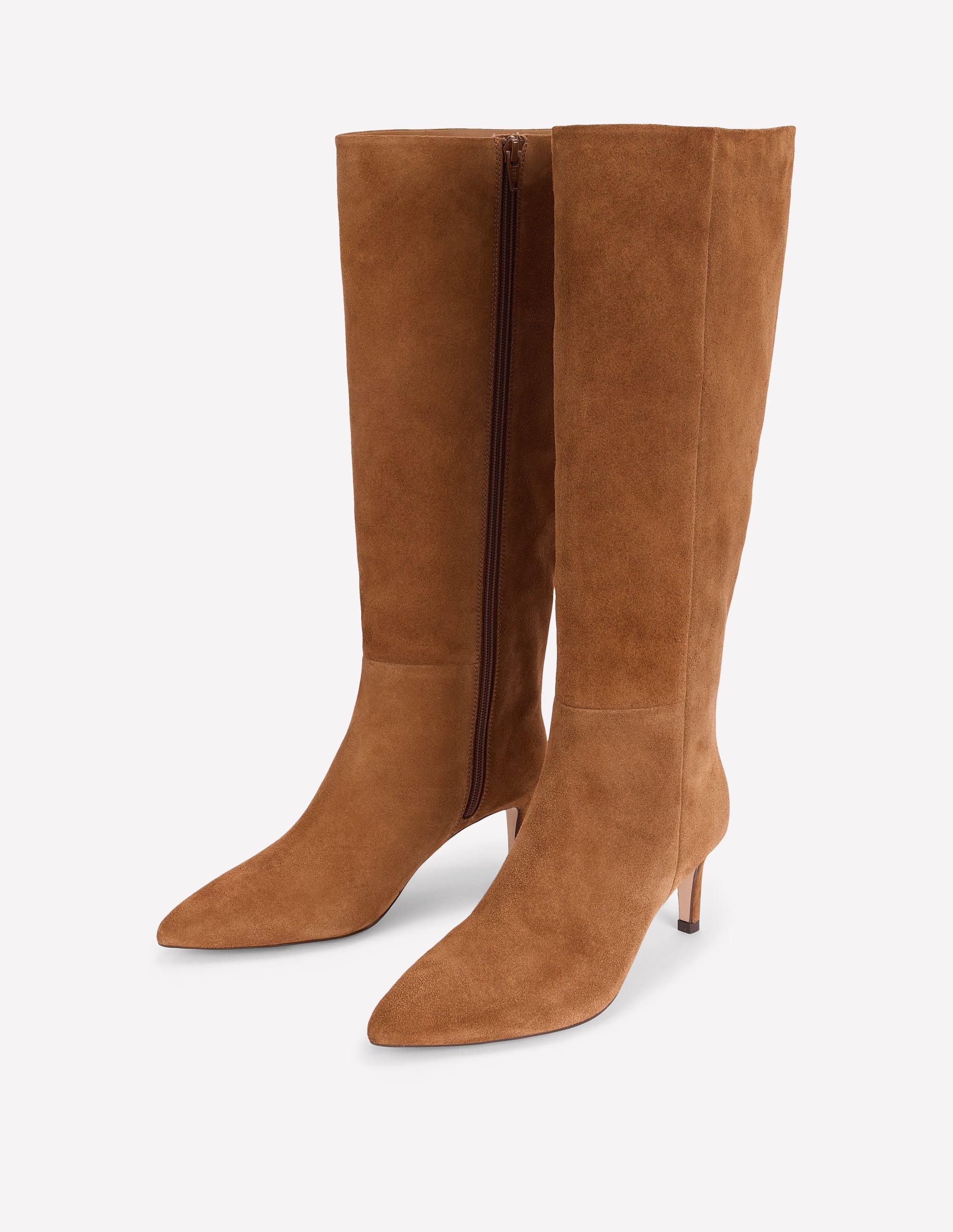 Straight Leg Heeled Boot-Golden Brown - Image 3