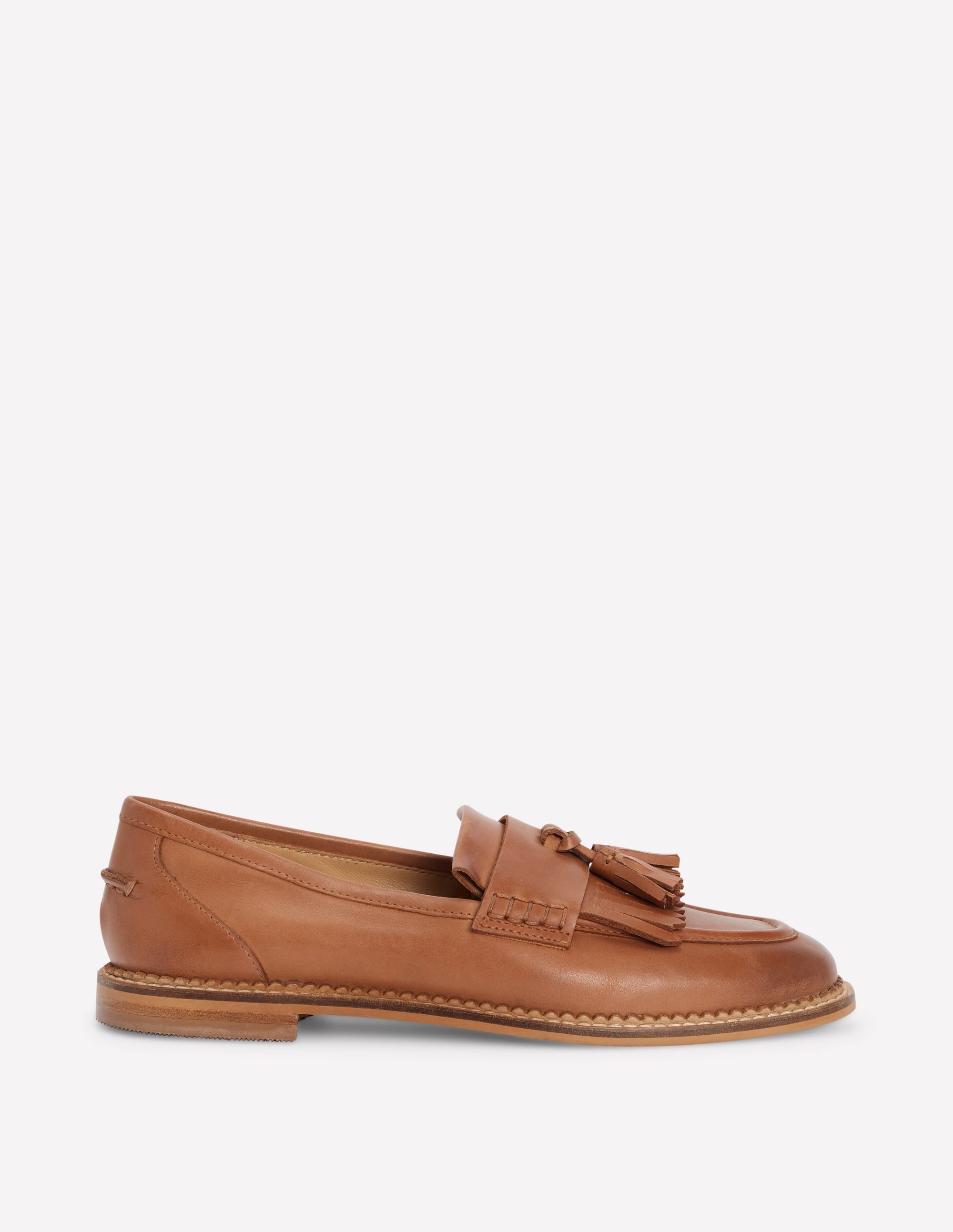 Nya Ghillie Flat Loafers-Tan Burnished Leather - Image 1