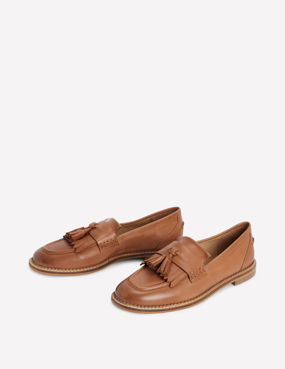Nya Ghillie Flat Loafers-Tan Burnished Leather - Image 3
