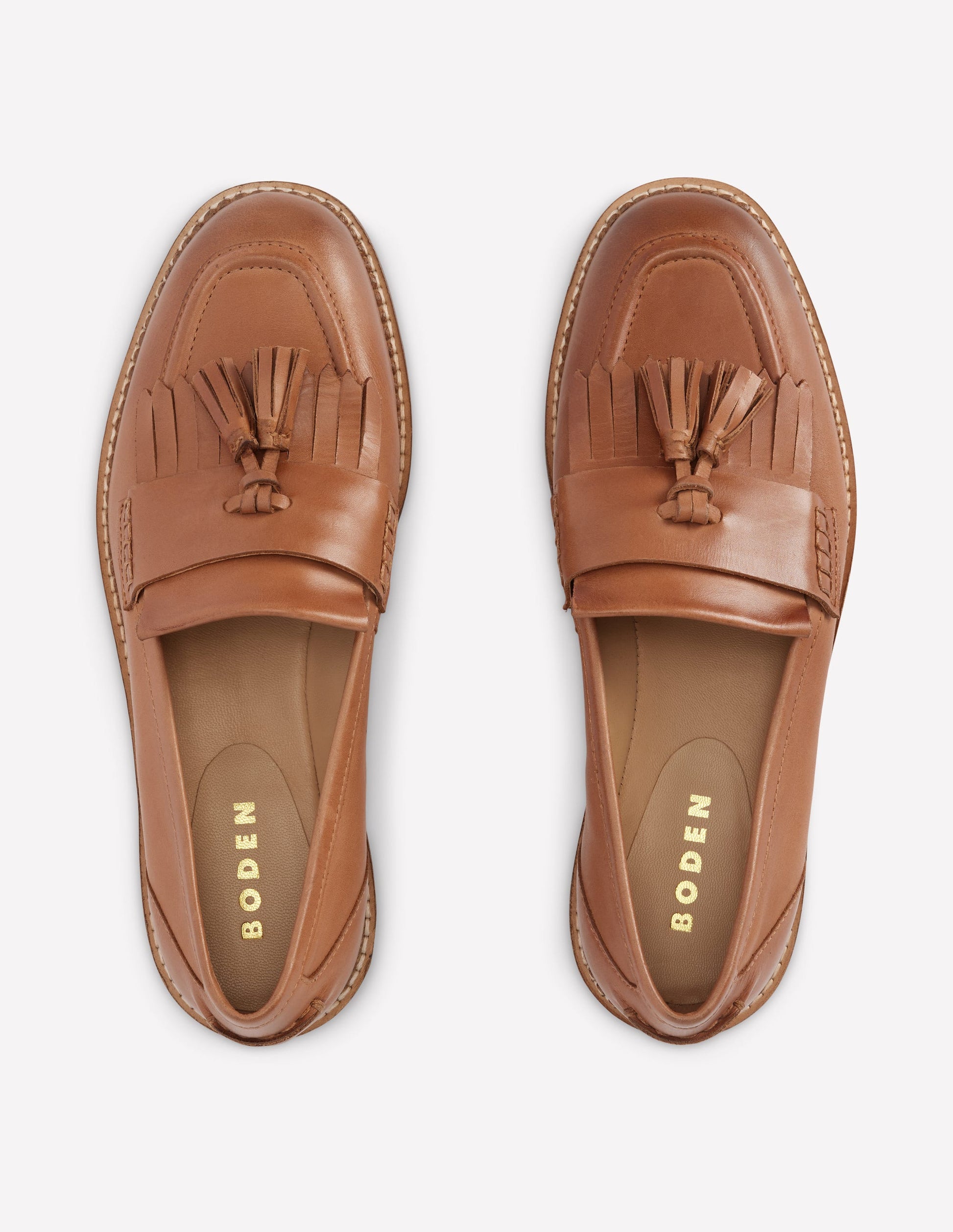 Nya Ghillie Flat Loafers-Tan Burnished Leather-5