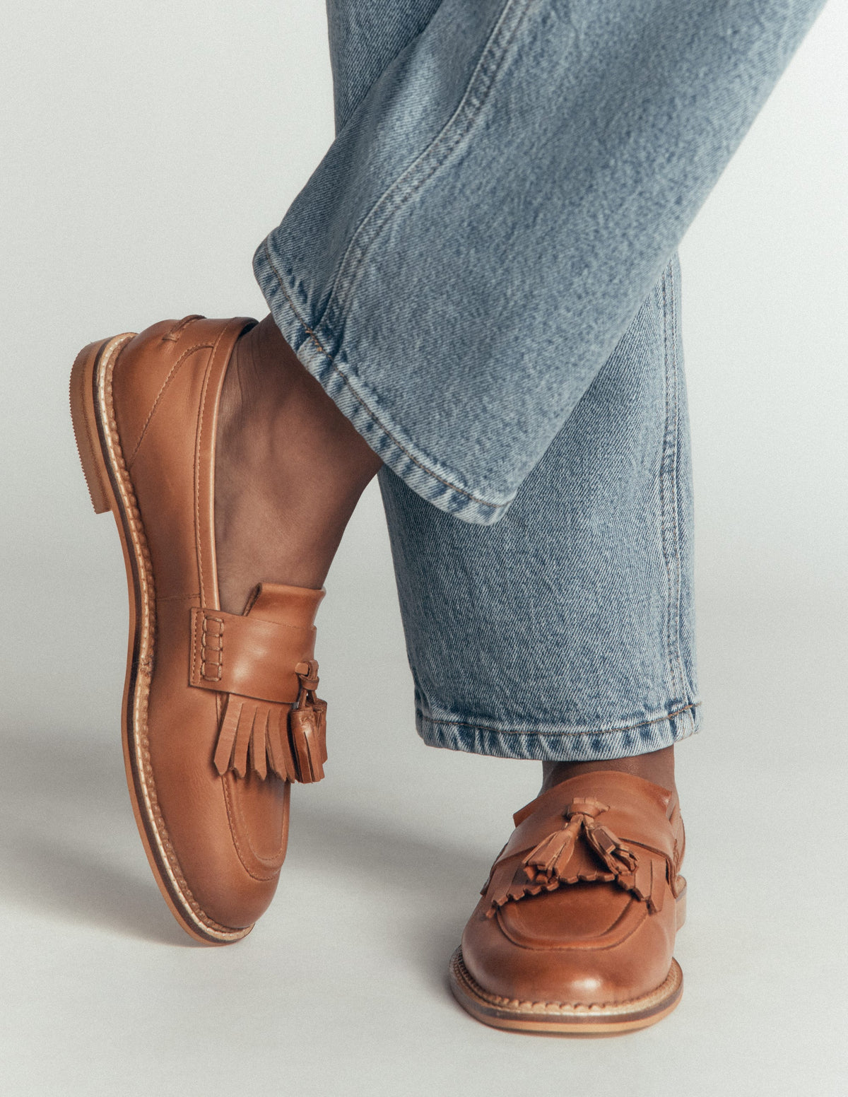 Nya Ghillie Flat Loafers-Tan Burnished Leather-2
