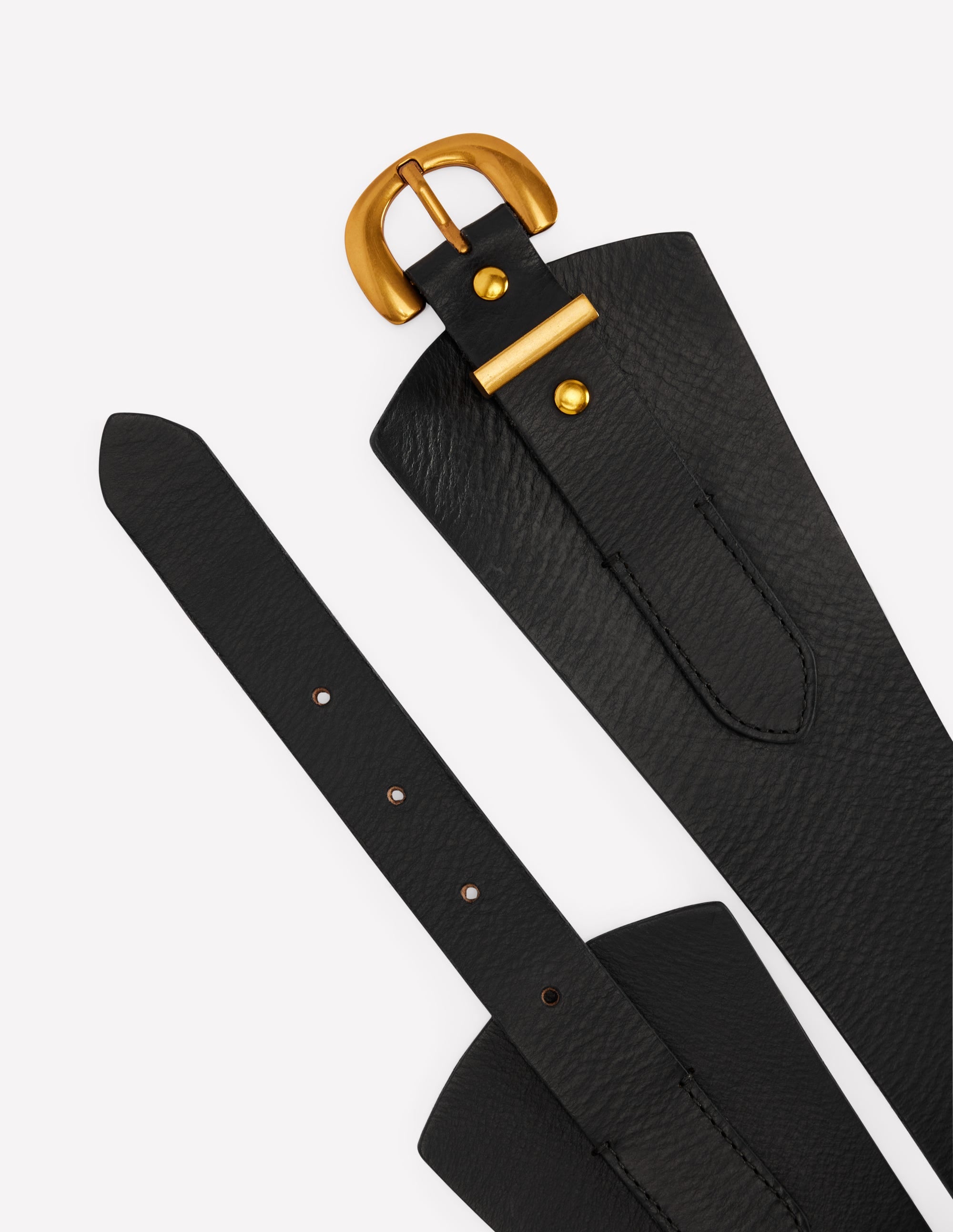 Leather Wide Waist Belt-Black - Image 3