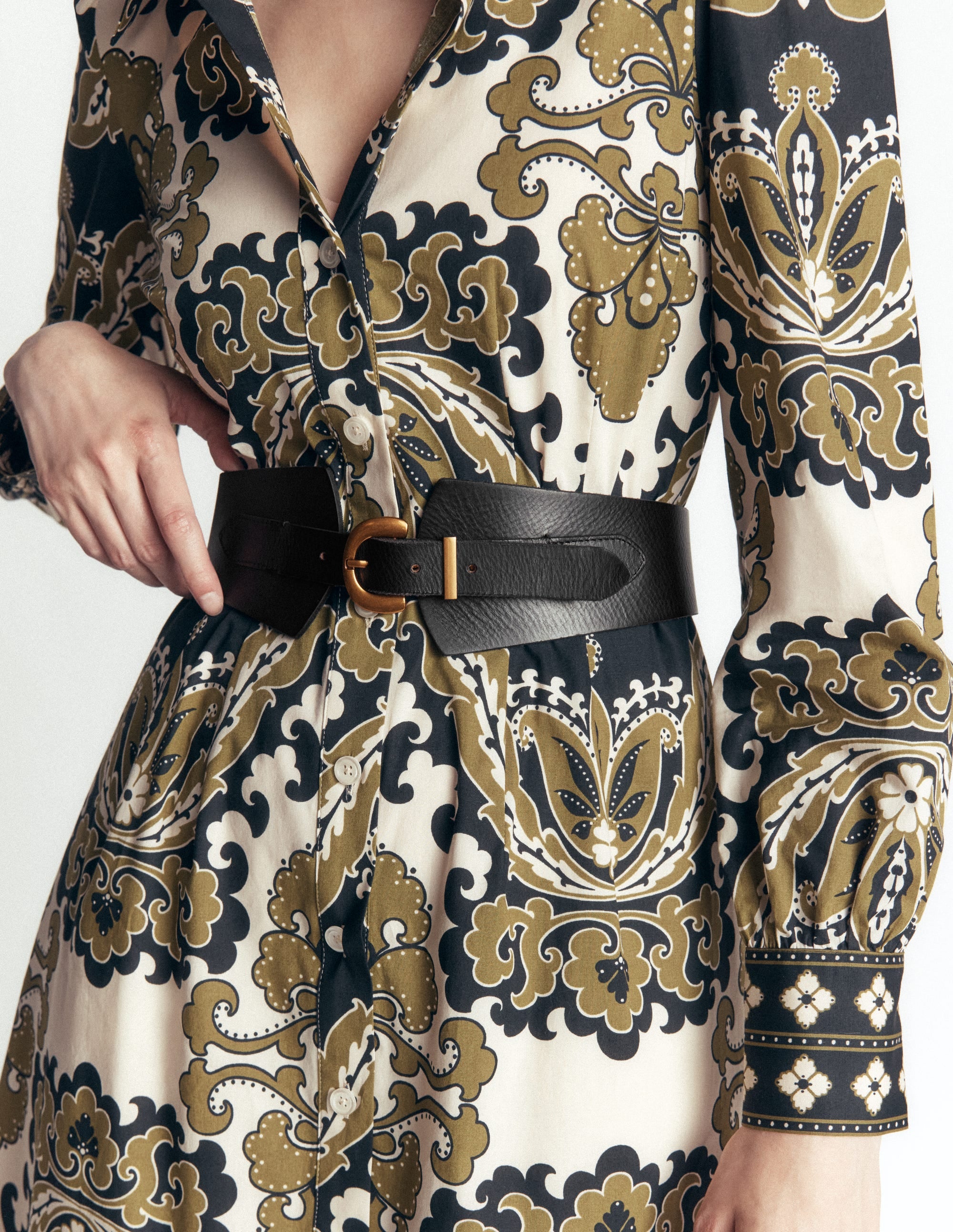 Leather Wide Waist Belt-Black - Image 2