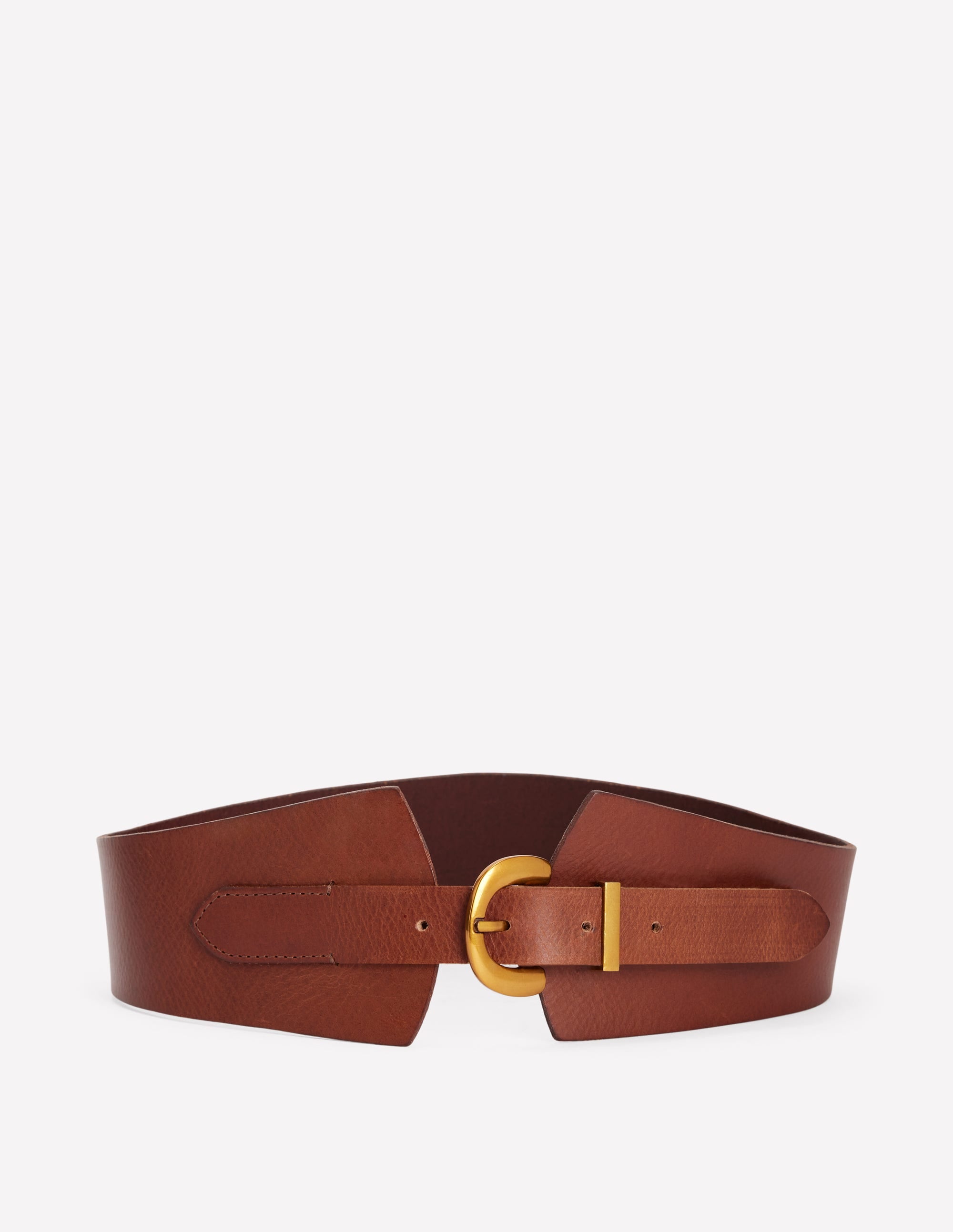 Leather Wide Waist Belt-Dark Tan - Image 1