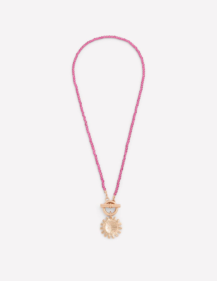 Bead Metal Necklace-Pink