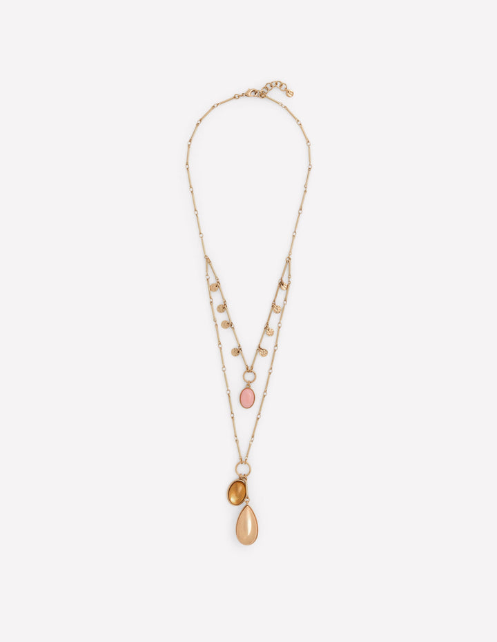 Jewel Tear Drop Necklace-Multi