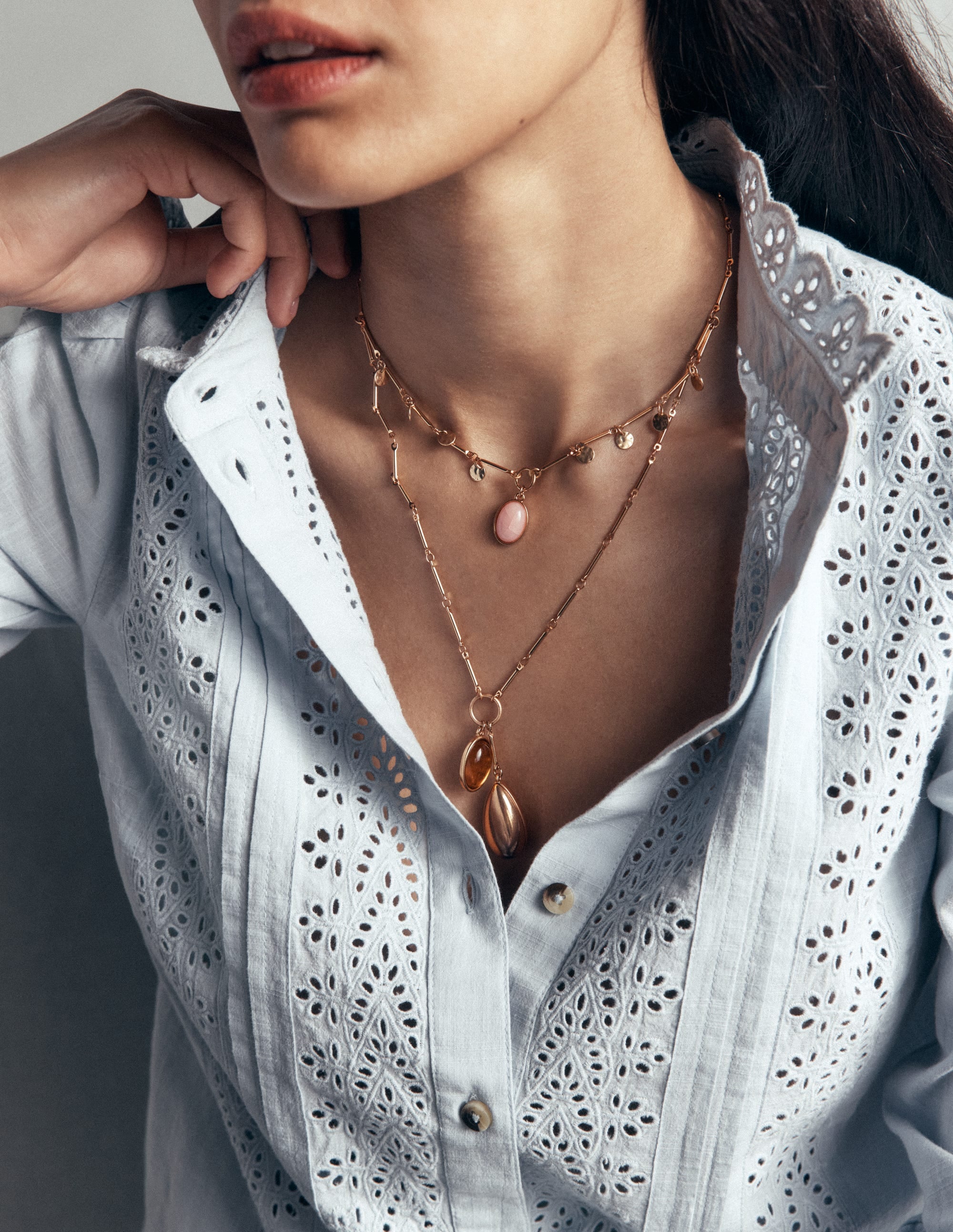 Jewel Tear Drop Necklace-Multi - Image 2