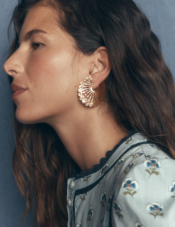 Statement Hammered Studs-Hoop