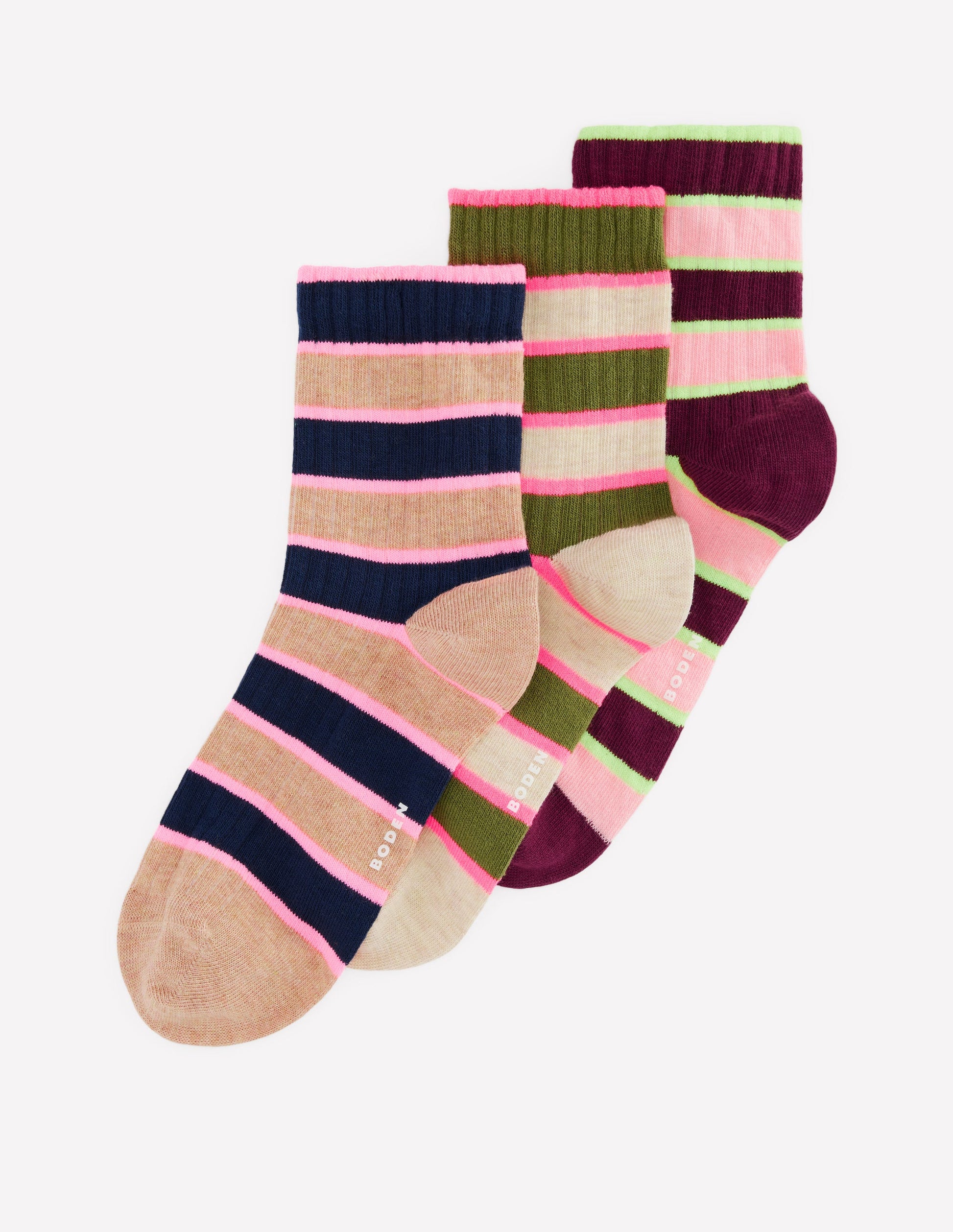 Neon Pop Stripe Socks 3-pack-Neon Stripe-2