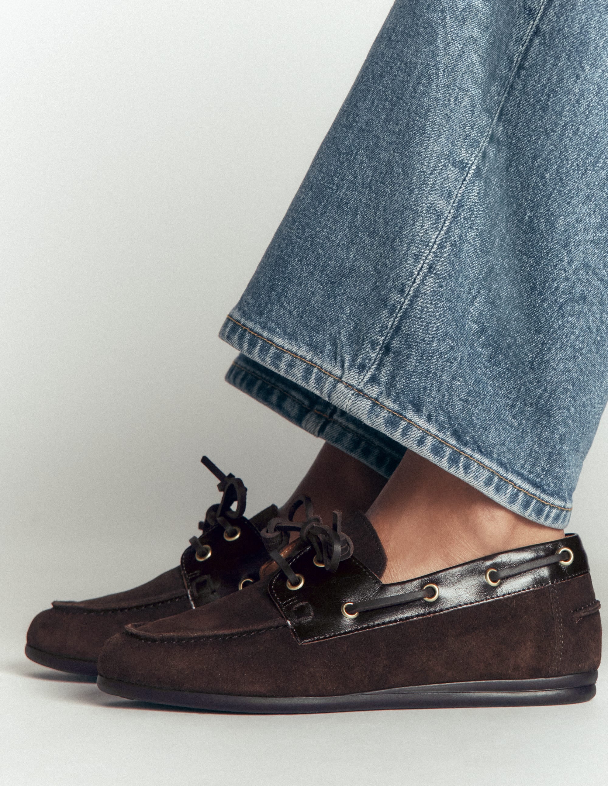 Lace-Up Boat Shoes-Bitter Chocolate - Image 1