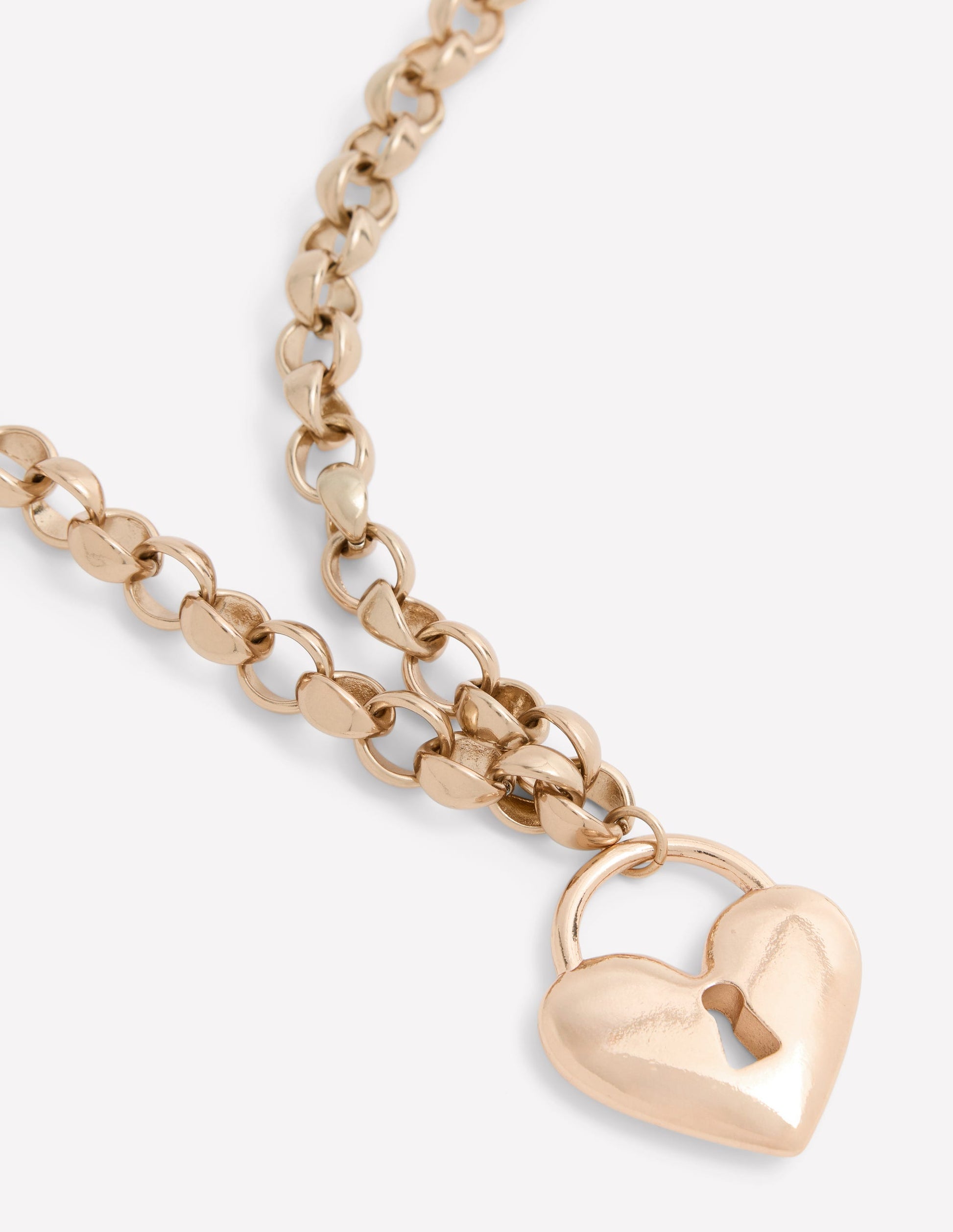 Chunky Love Lock Necklace-Gold-3