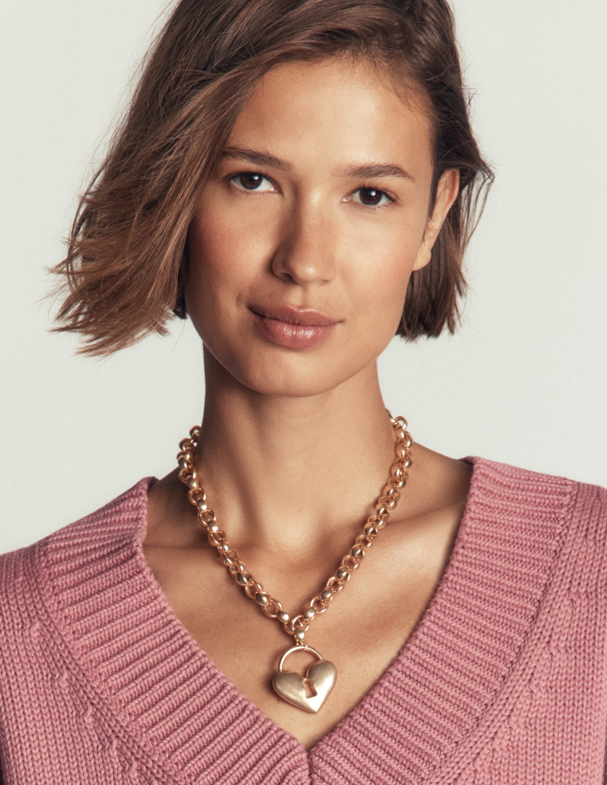 Chunky Love Lock Necklace-Gold - Image 2