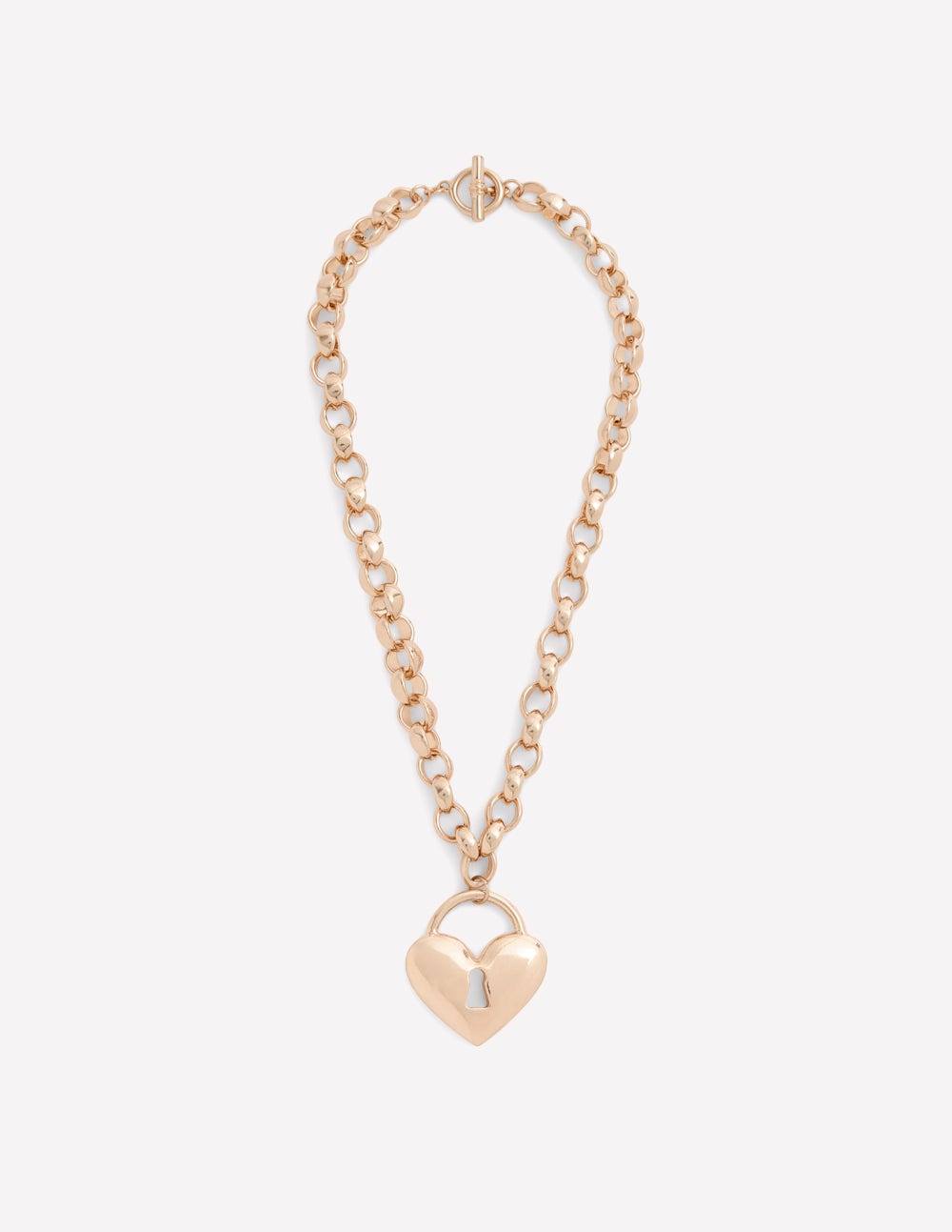 Chunky Love Lock Necklace-Gold-2