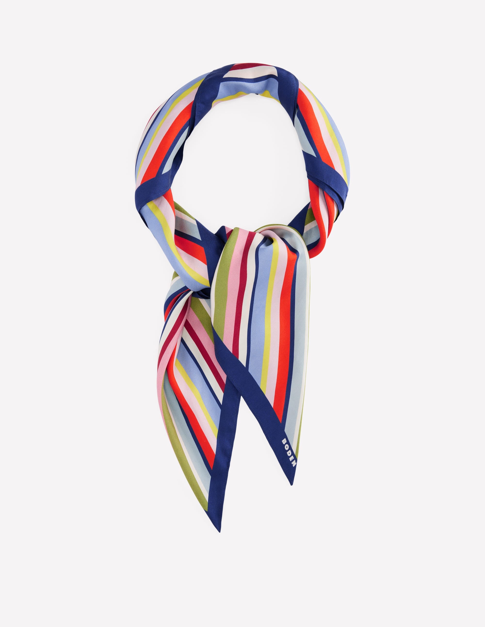 Elisabeth Large Silk Scarf-Multi, Diagonal Rainbow Stripe - Image 3