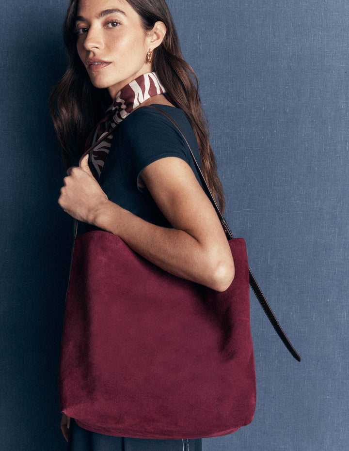 Allegra Medium Slouchy Tote-Burgundy