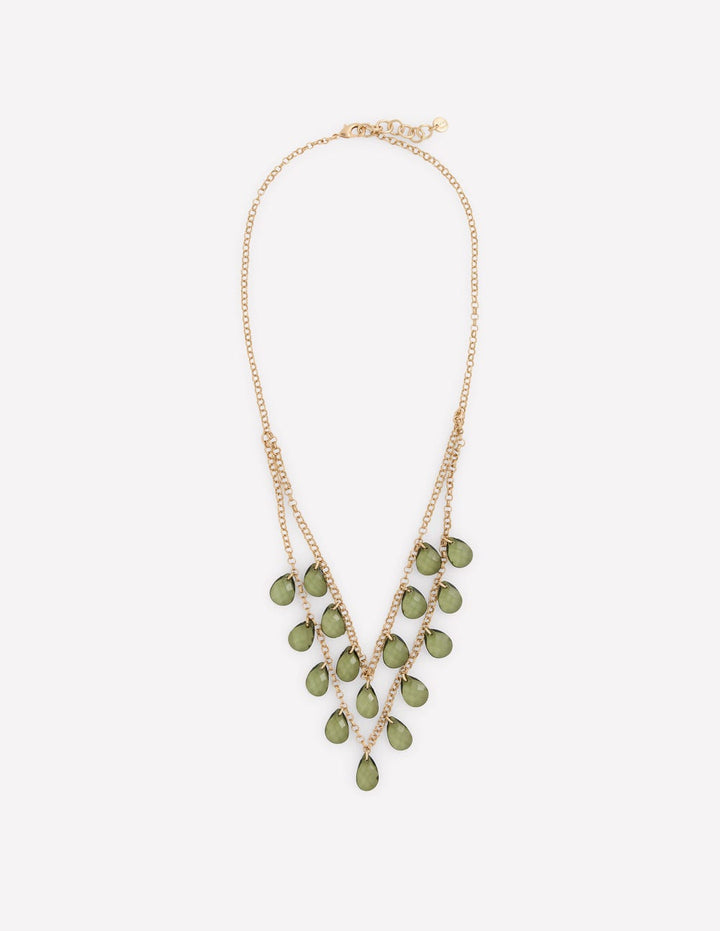 Layered Teardrop Necklace-Green