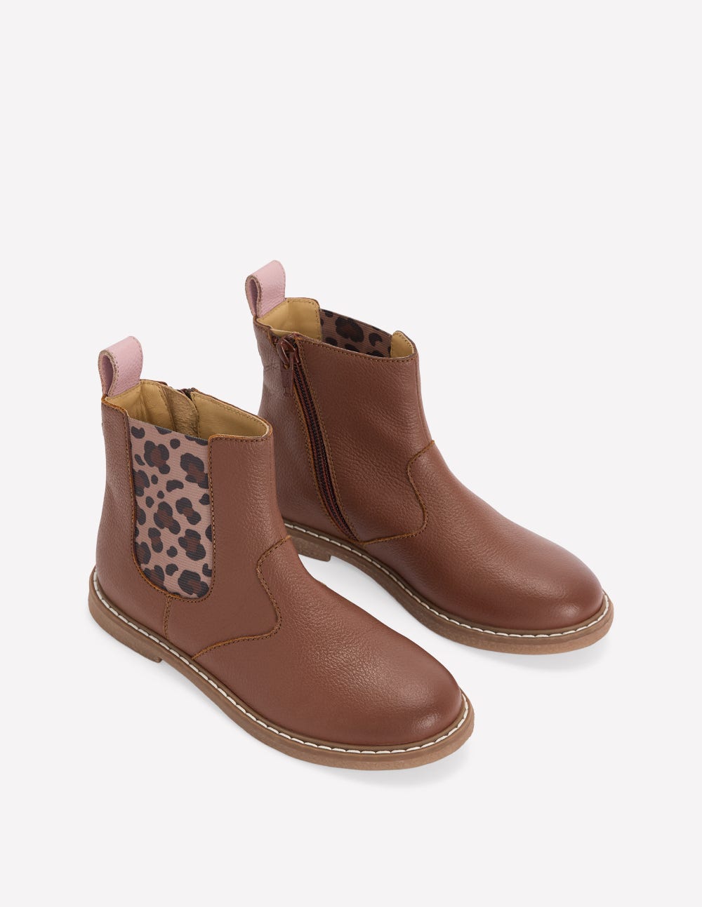 Chelsea Boots (Girls)-Tan Leopard-2