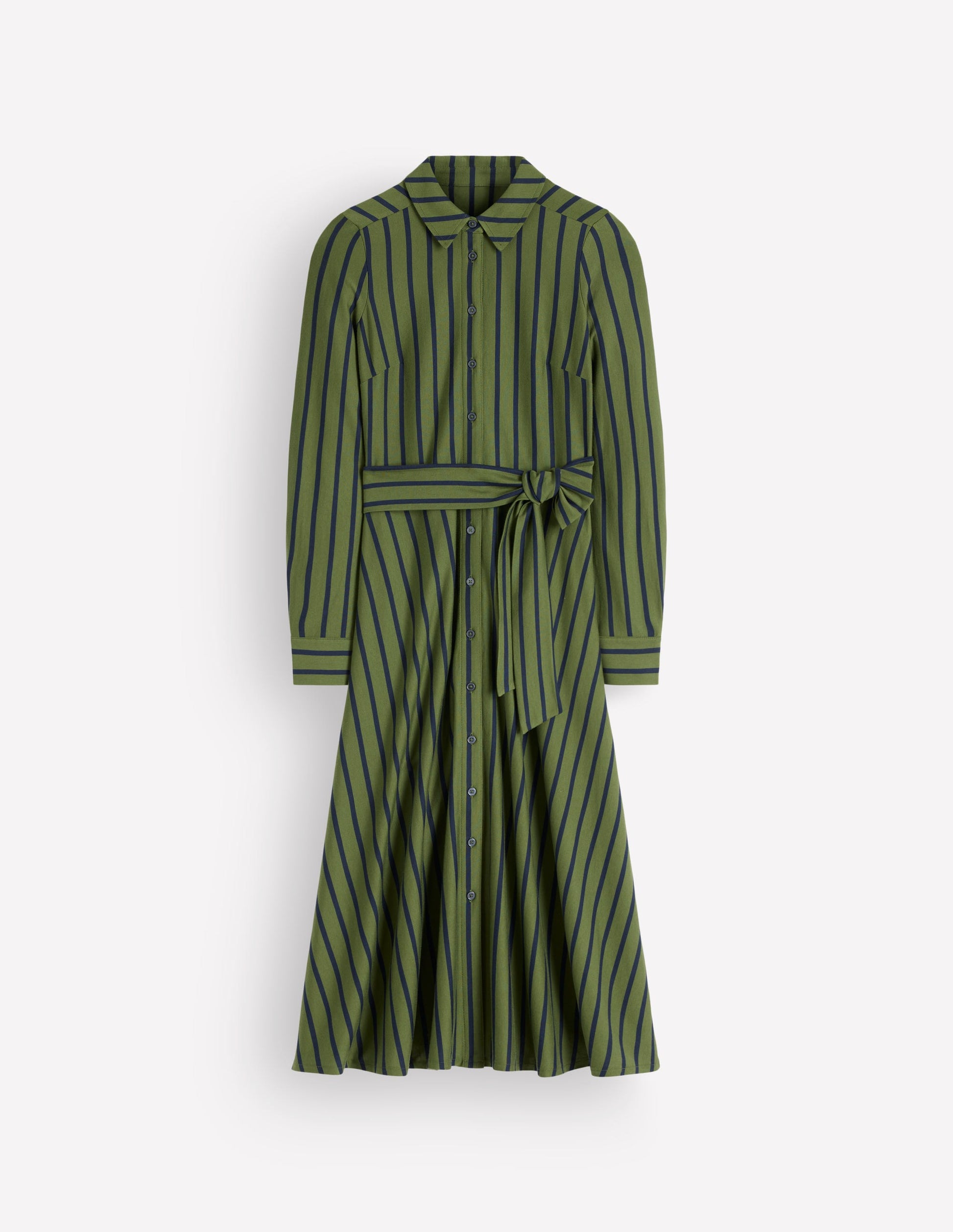 Marcia Jersey Shirt Dress-Chive and Navy Stripe-6