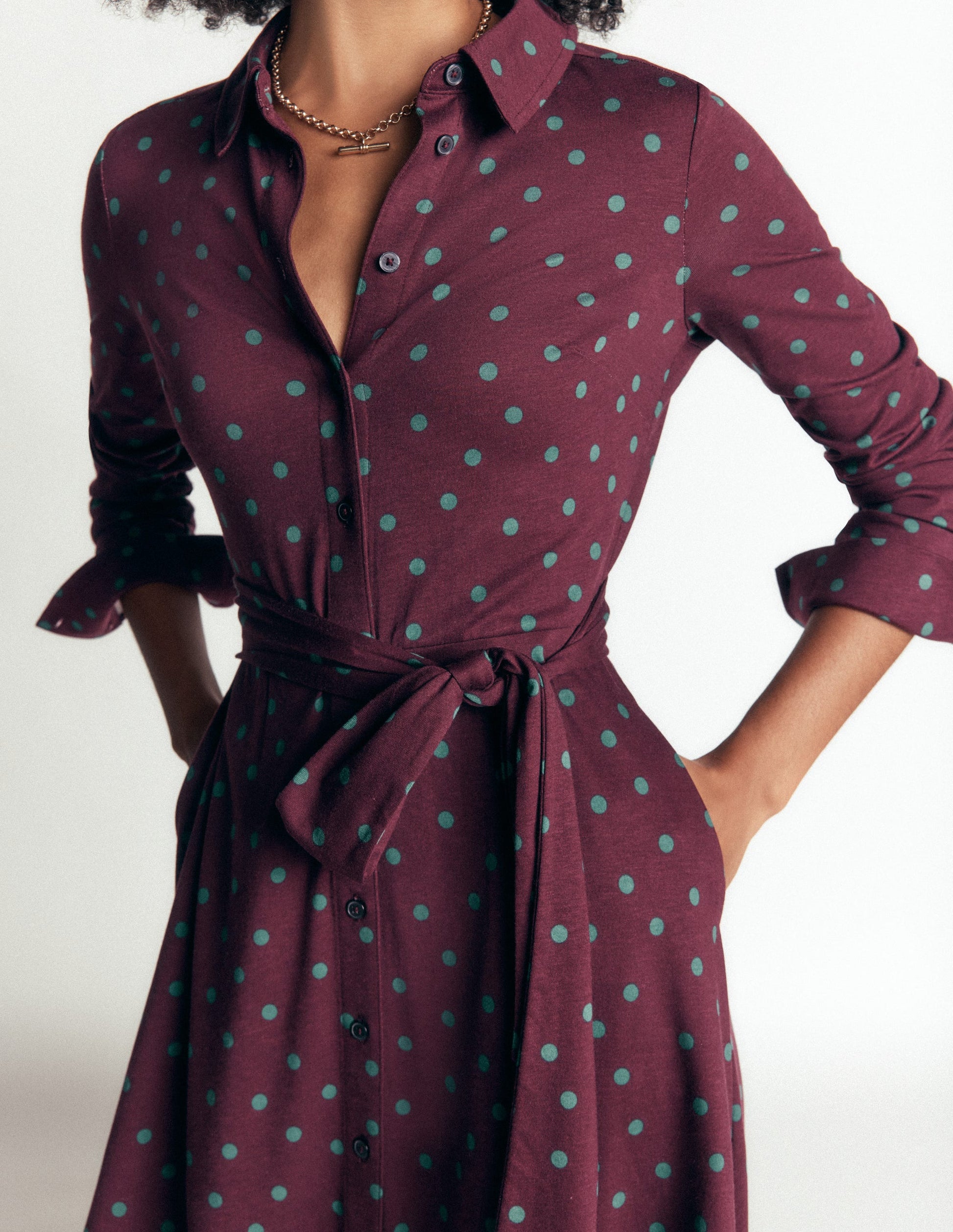 Marcia Jersey Shirt Dress-Dark Cherry, Boden Spot-2