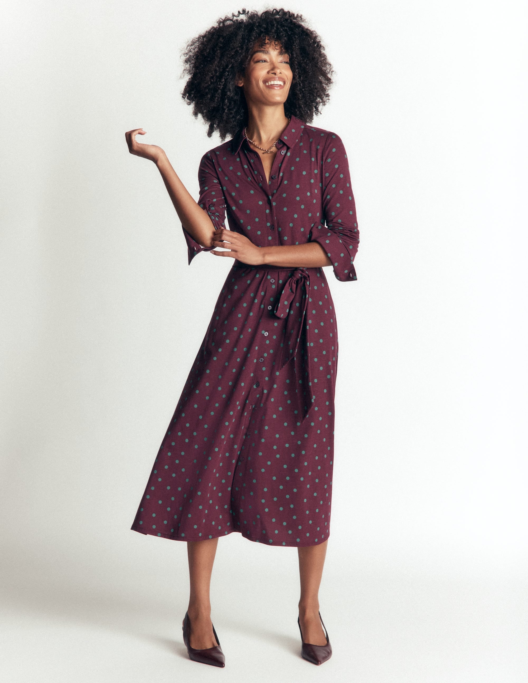 Marcia Jersey Shirt Dress-Dark Cherry, Boden Spot - Image 4