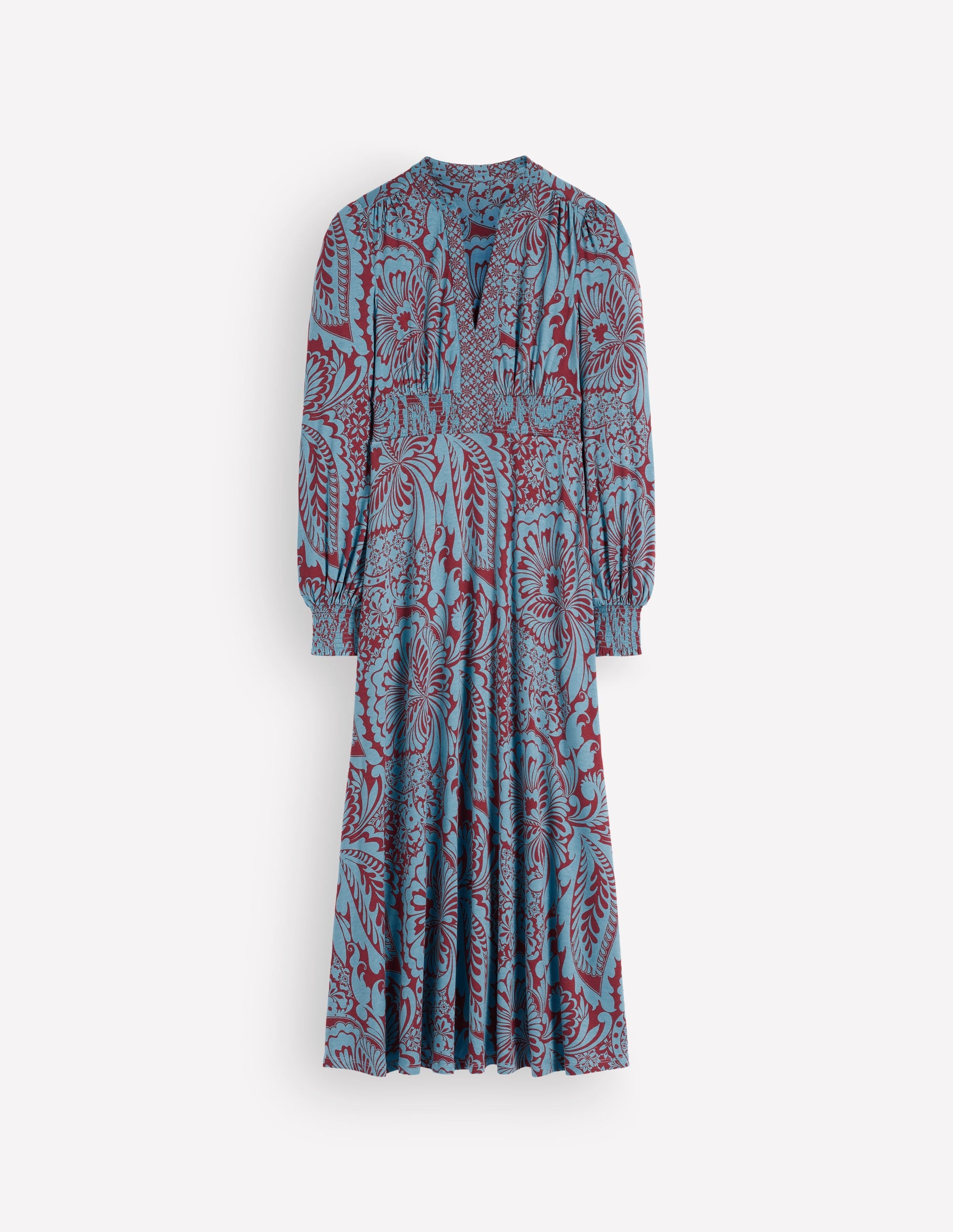 Georgia Jersey Midi Dress-Delphinum Blue, Botanical - Image 7