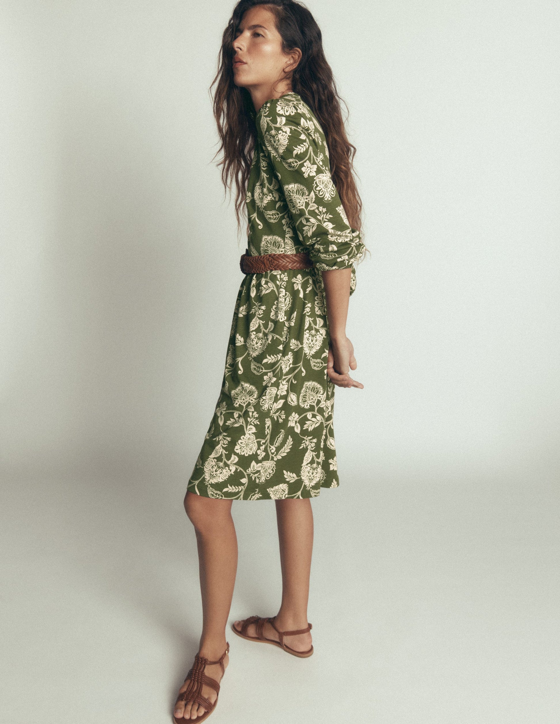 Naomi Relaxed Jersey Dress-Forest Green, Planted Meadows-5