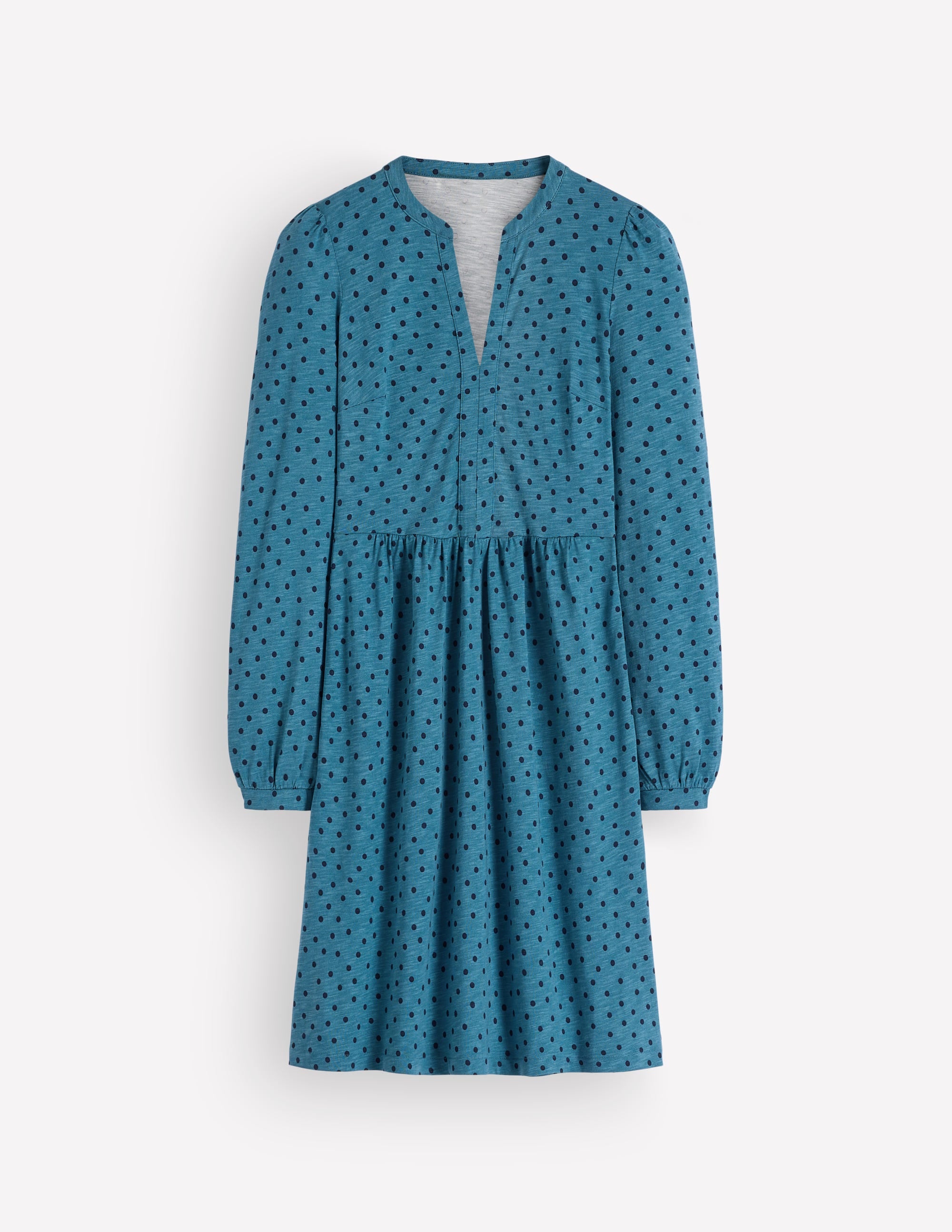 Naomi Relaxed Jersey Dress-Storm Blue, Painted Dot Spaced - Image 5