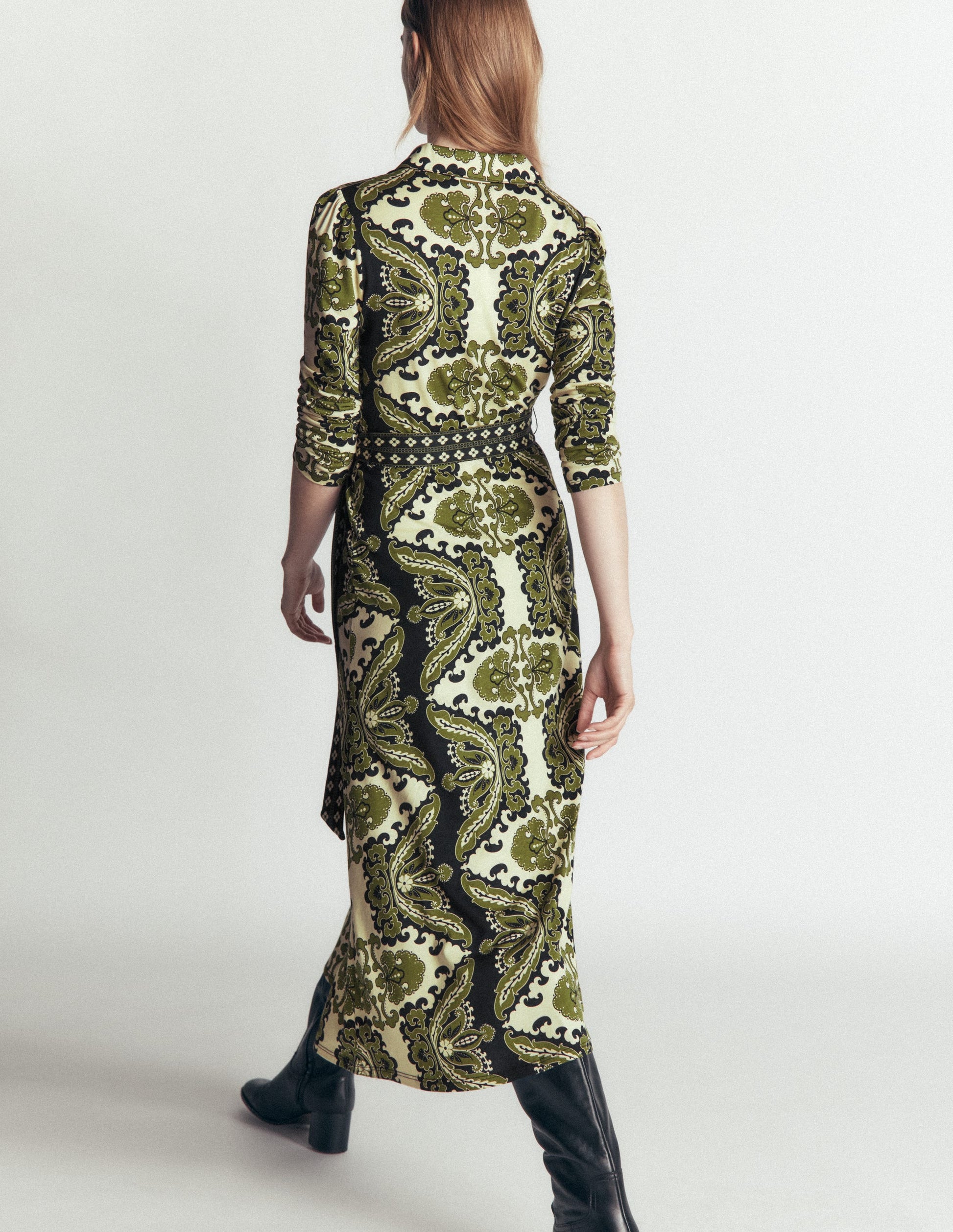 Imogen Collared Jersey Dress-Multi, Blossoming Gardenia-3