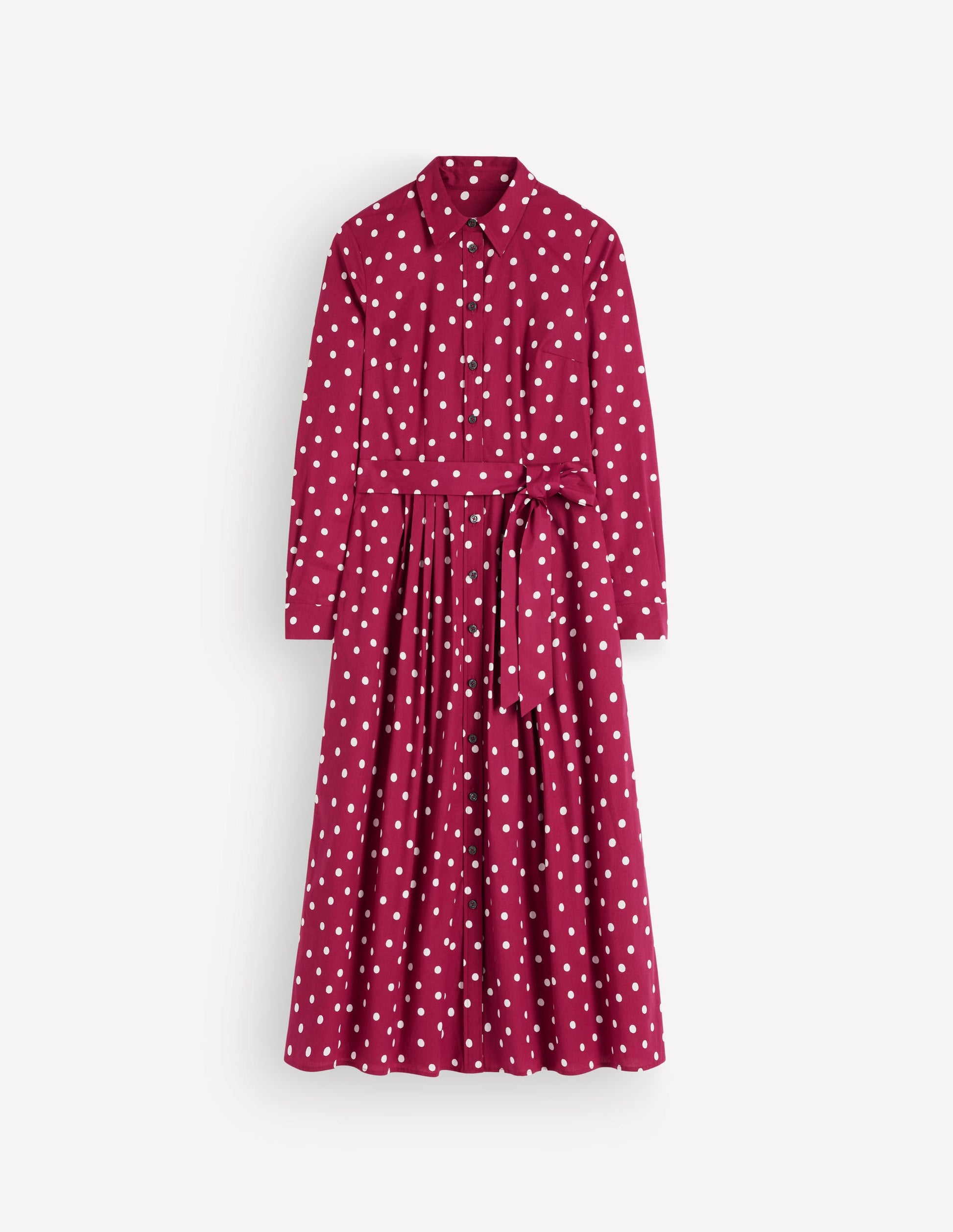 Alexa Cotton Midi Shirt Dress-Ruby Red, Boden Spot-7
