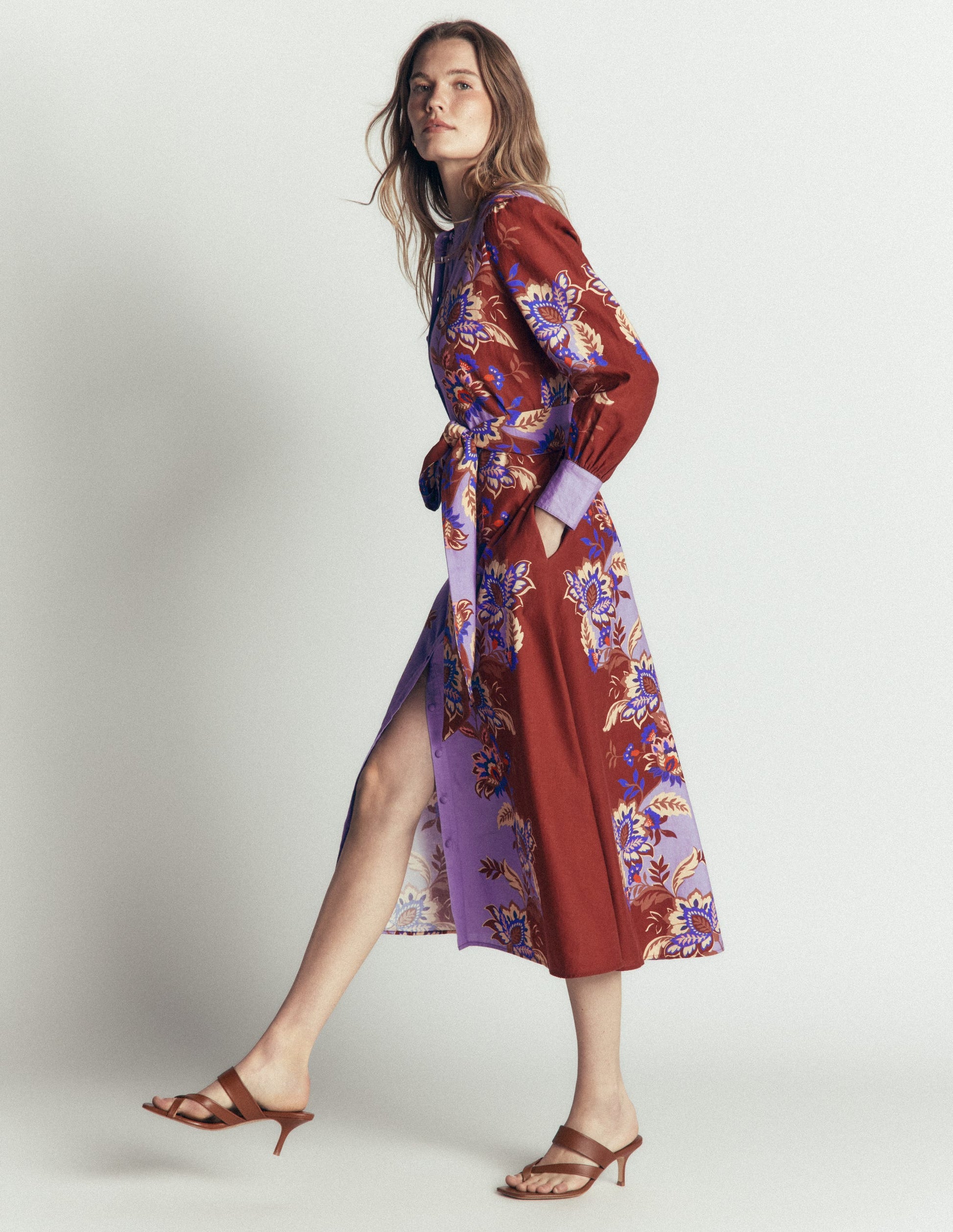 Blouson Sleeve Occasion Dress-Multi, Super Bloom-4