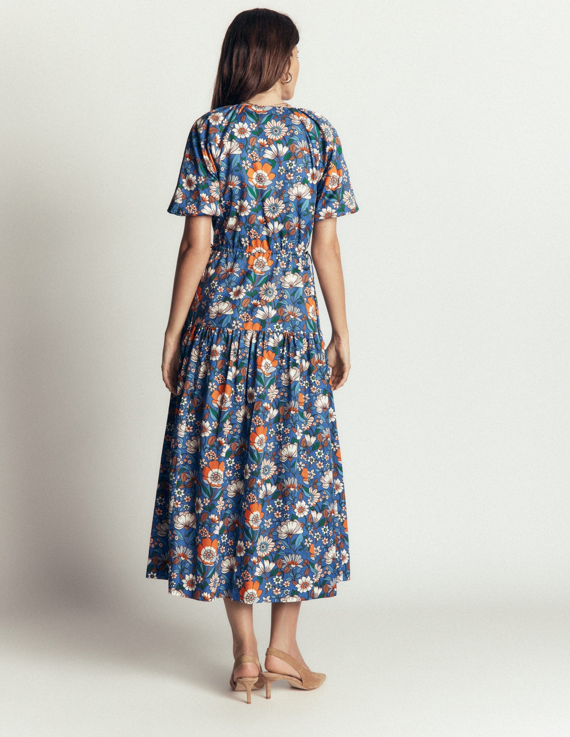 Draw Waist Fashion Dress-Multi, Floral Field-6