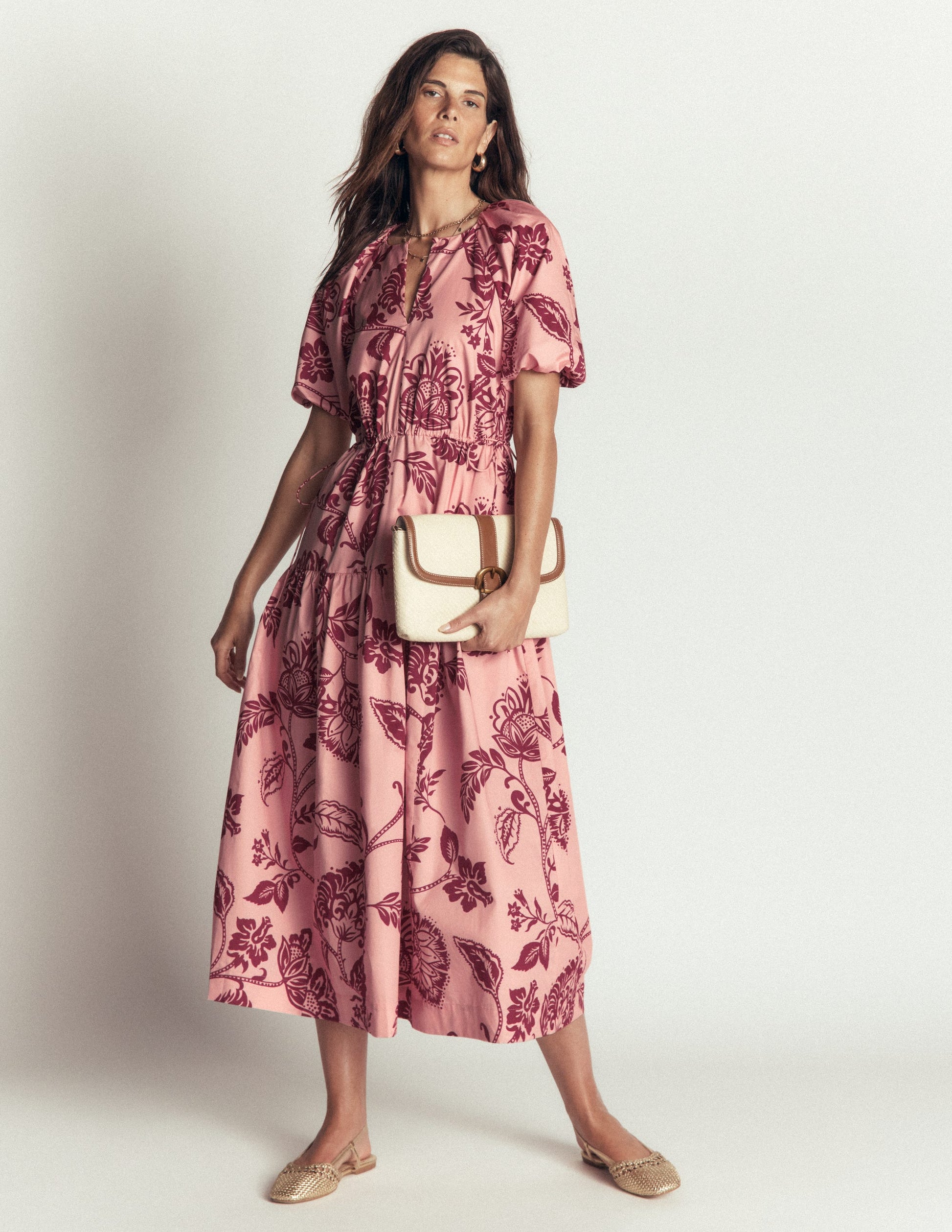 Draw Waist Fashion Dress-Chalf Pink, Planted Meadows-1