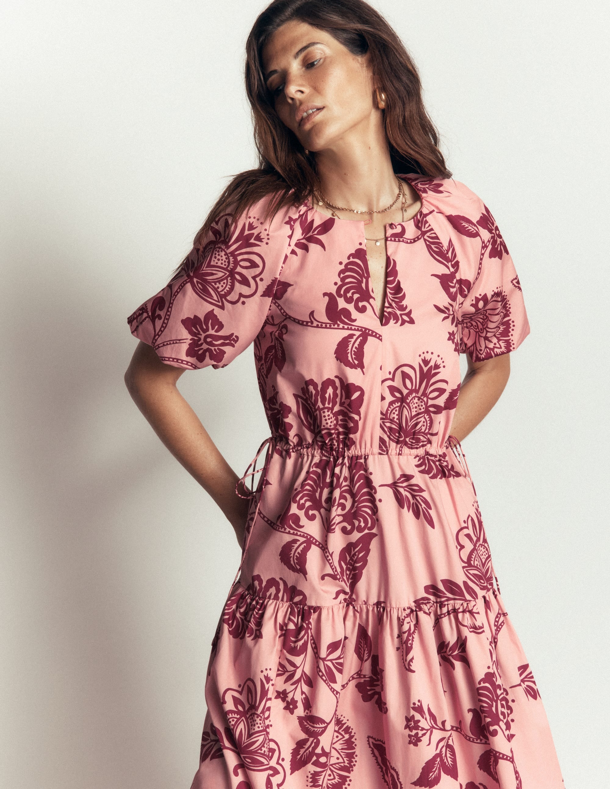 Draw Waist Fashion Dress-Chalf Pink, Planted Meadows - Image 2
