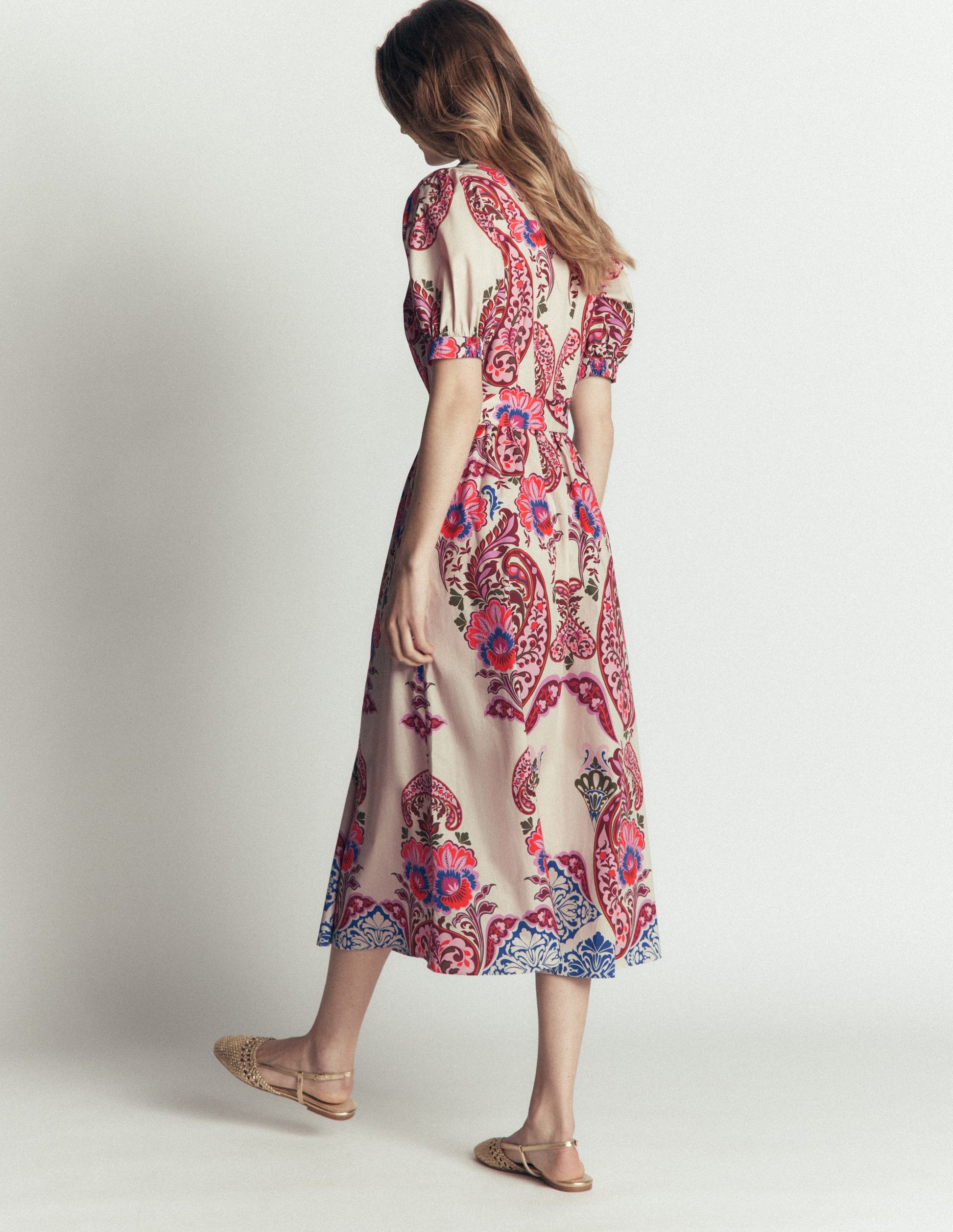 Belted Cotton Midi Dress-Multi, Bohemia Dream-3