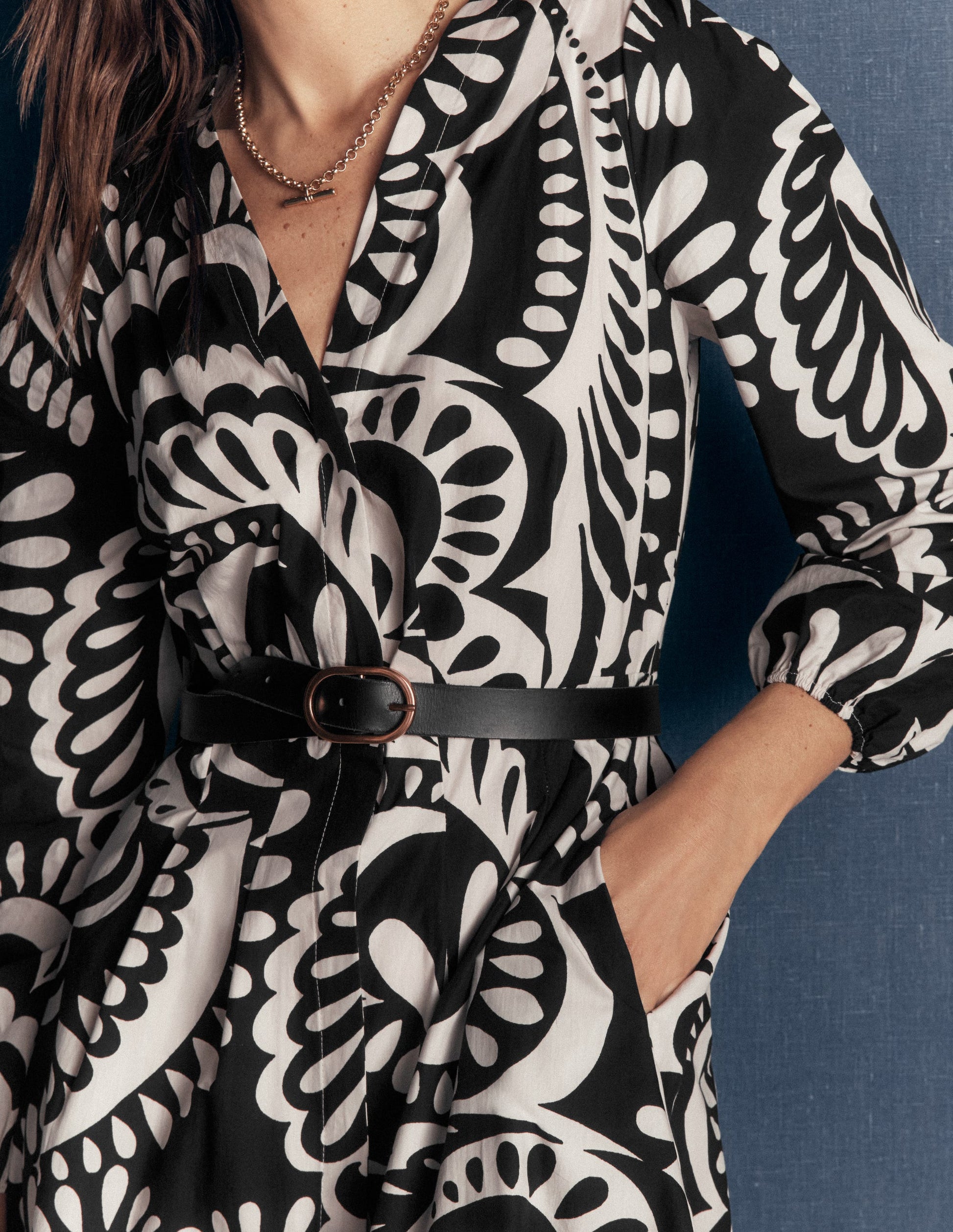 Nicola Cotton Midi Dress-Black, Flourishing Medley-2