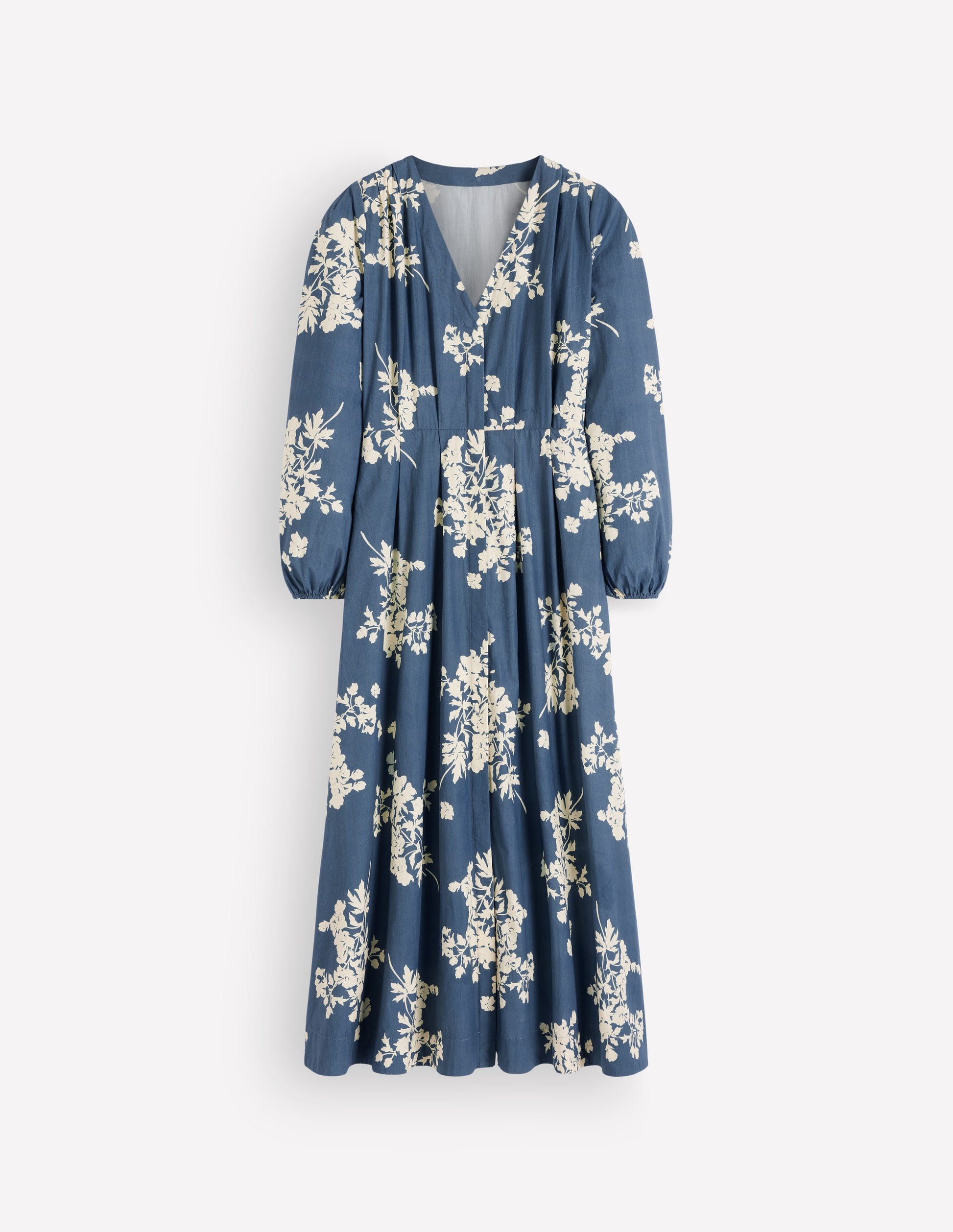 Nicola Cotton Midi Dress-Blue, Flecked Bunch-8