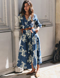 Nicola Cotton Midi Dress-Blue, Flecked Bunch