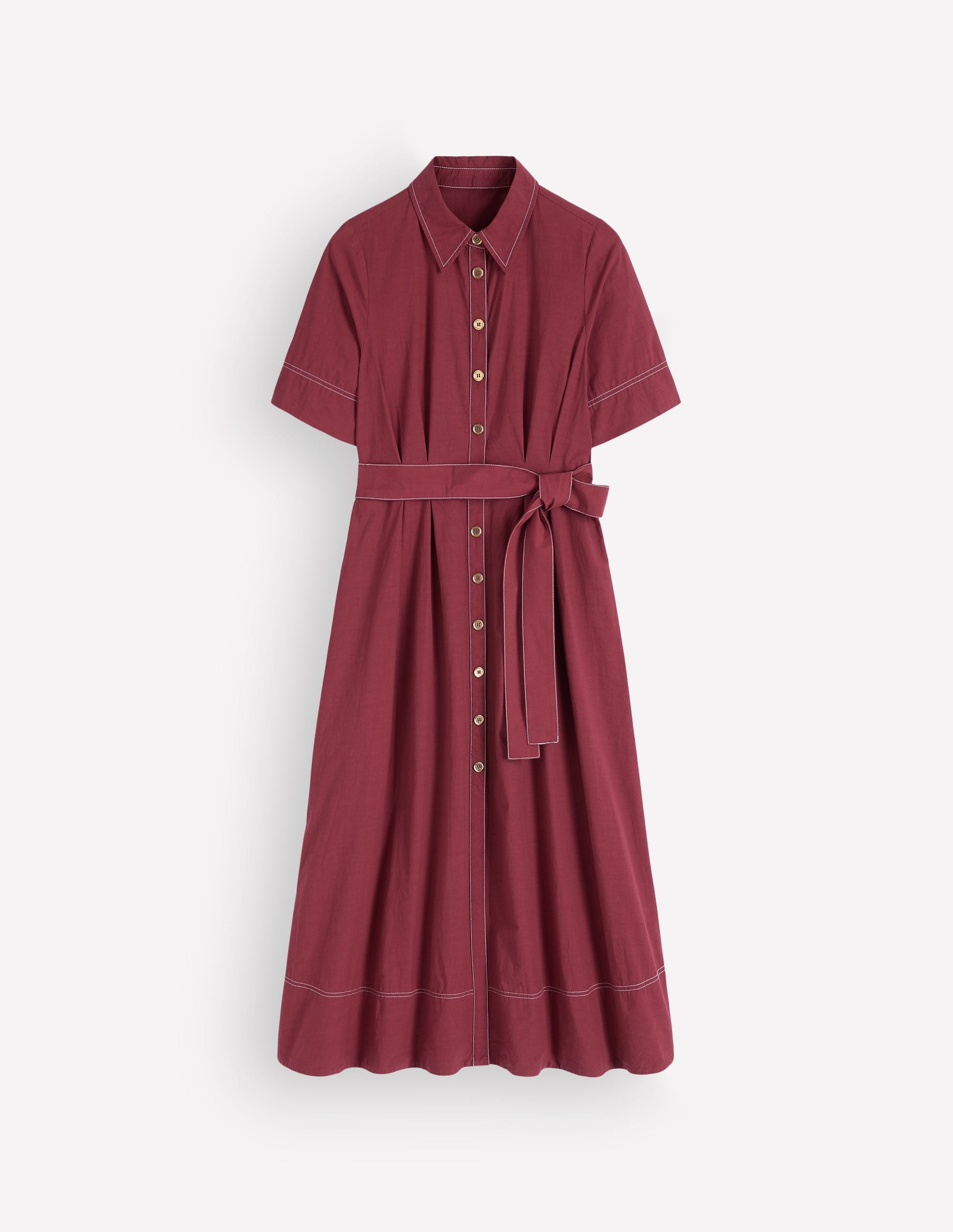 Sarah Cotton Midi Shirt Dress-Rich Chestnut-6