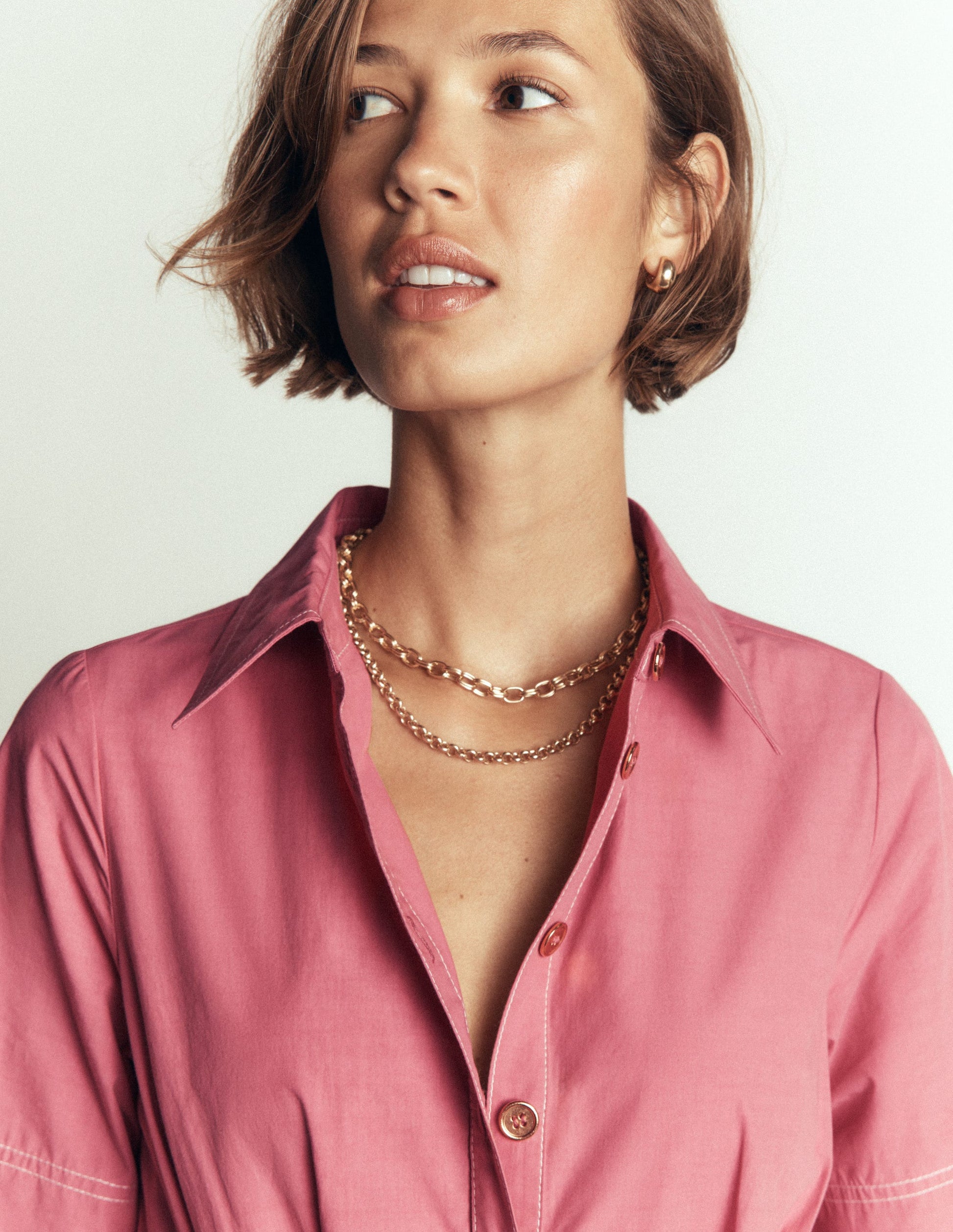 Sarah Cotton Midi Shirt Dress-Pink Heather-2