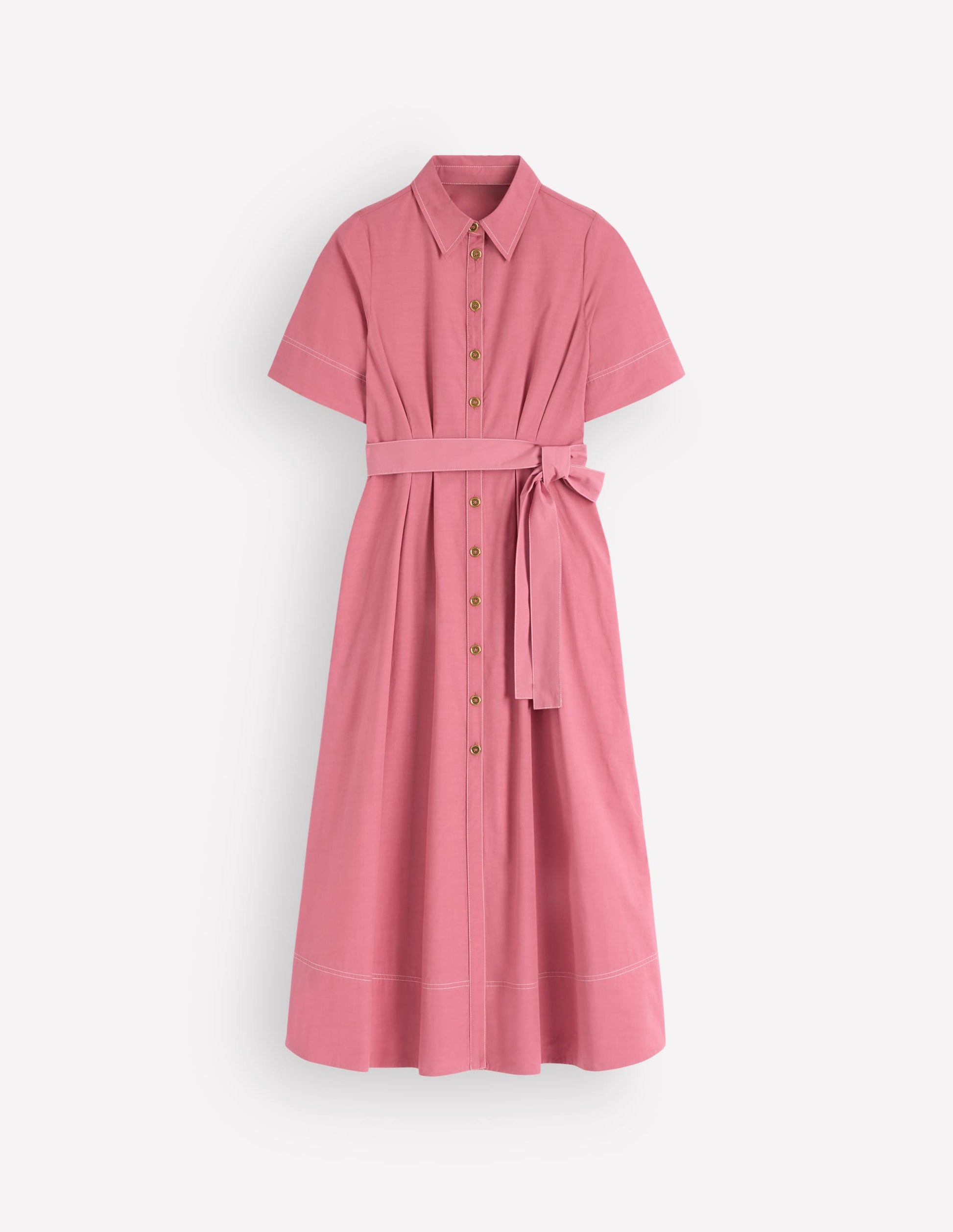 Sarah Cotton Midi Shirt Dress-Pink Heather-5