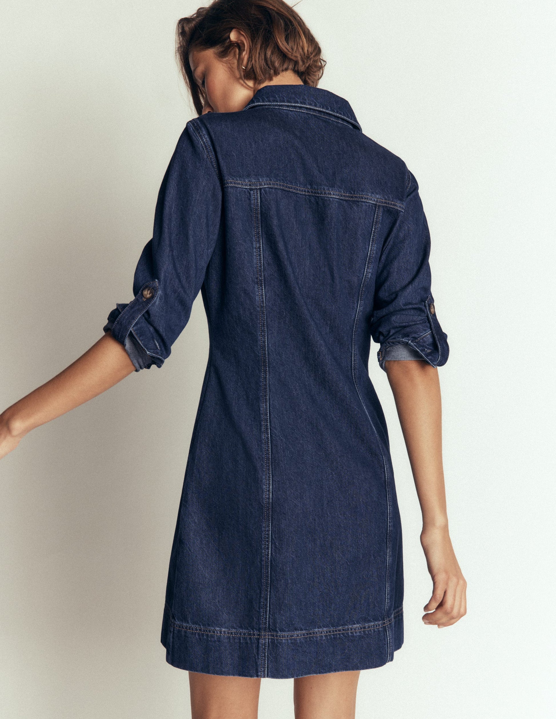Fleur Denim Short Dress-Mid Vintage Denim-3